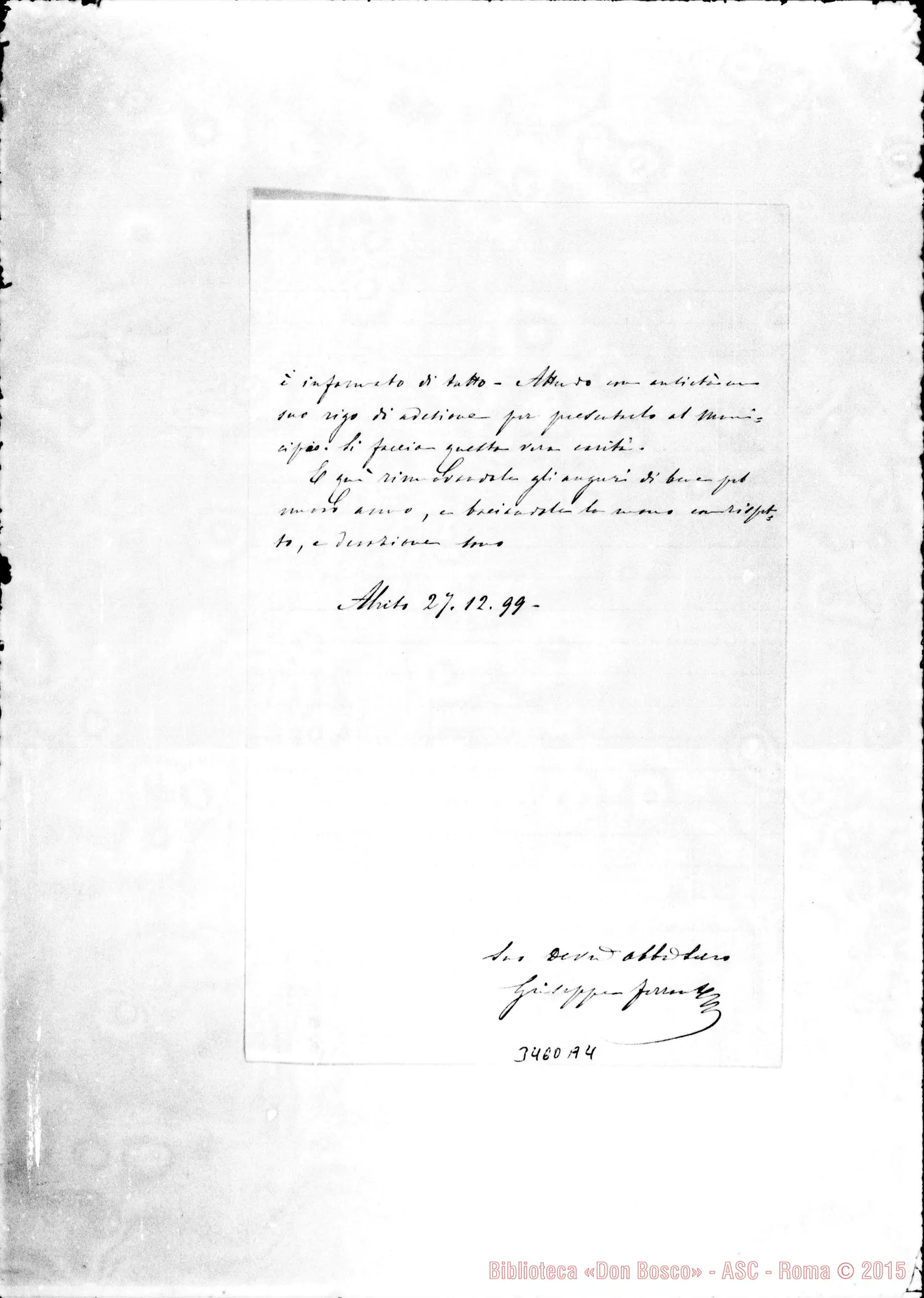 Fotogramma A 4 — Giuseppe F.-Don Rua. Alvito, 27-12-1899 Autogr. Rua