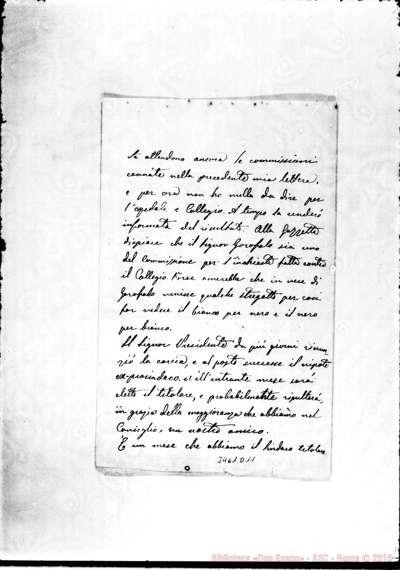 Fotogramma D 11 — Bronte: Don Giuseppe Prestianni-Rev.mo Sig. Bronte, 31-07-1886