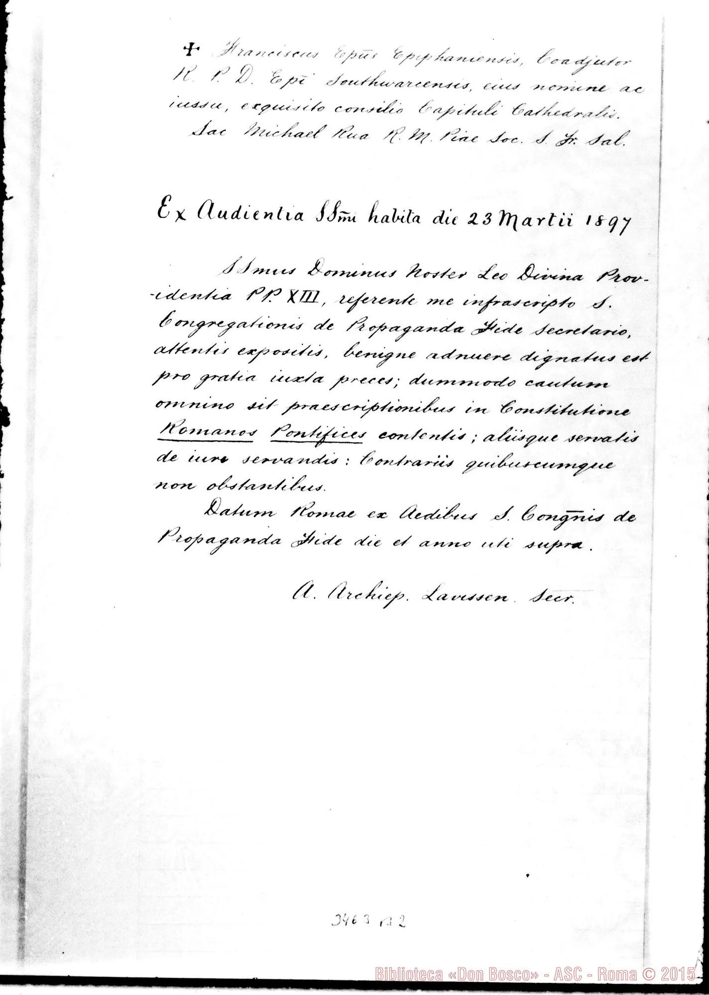 Fotogramma B 2 — Lettera A Beatissimo Padre, il 23-03-1897