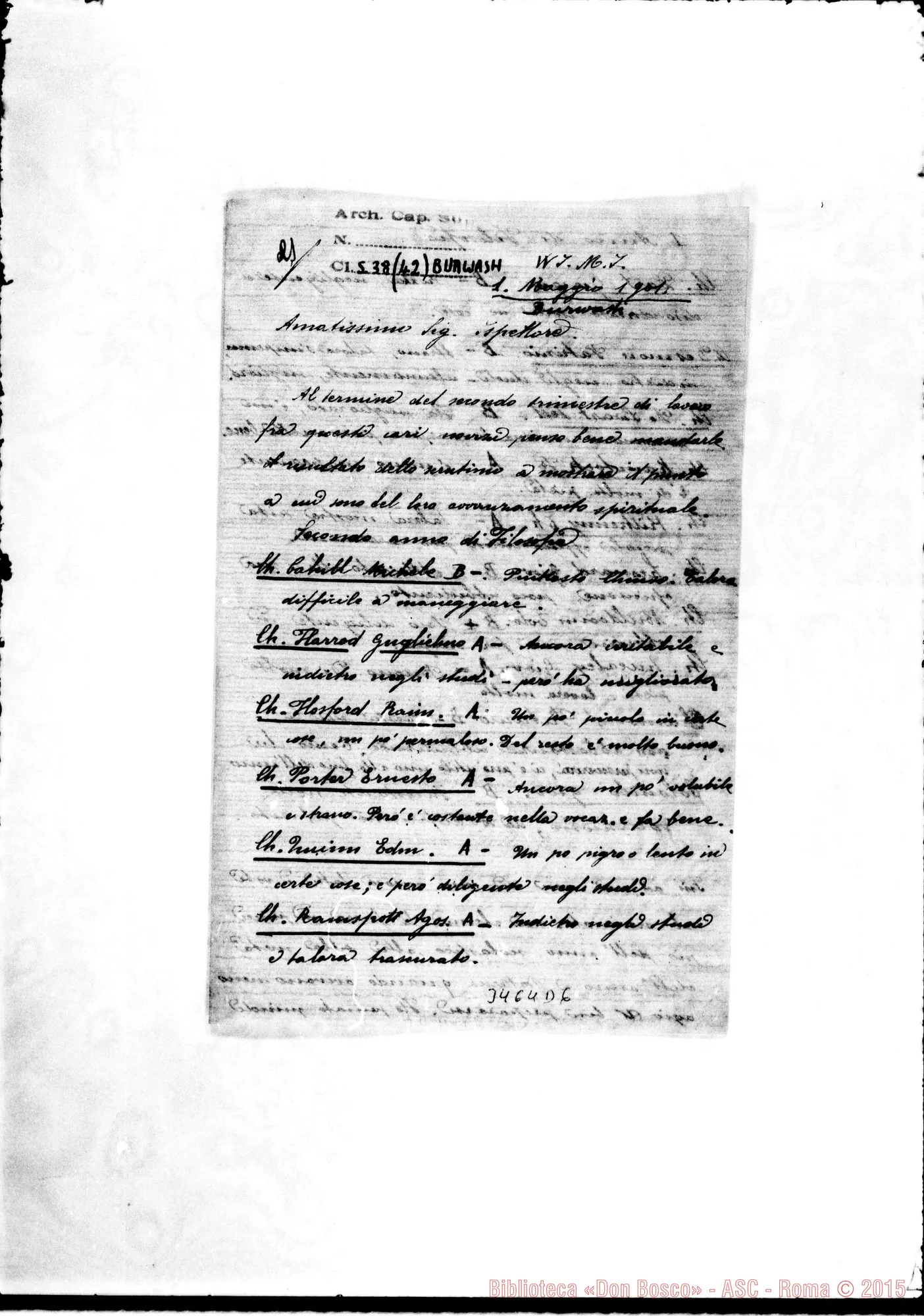Fotogramma D 6 — Don Tozzi Enea-Ispettore. Burwash, 1-05-1901
