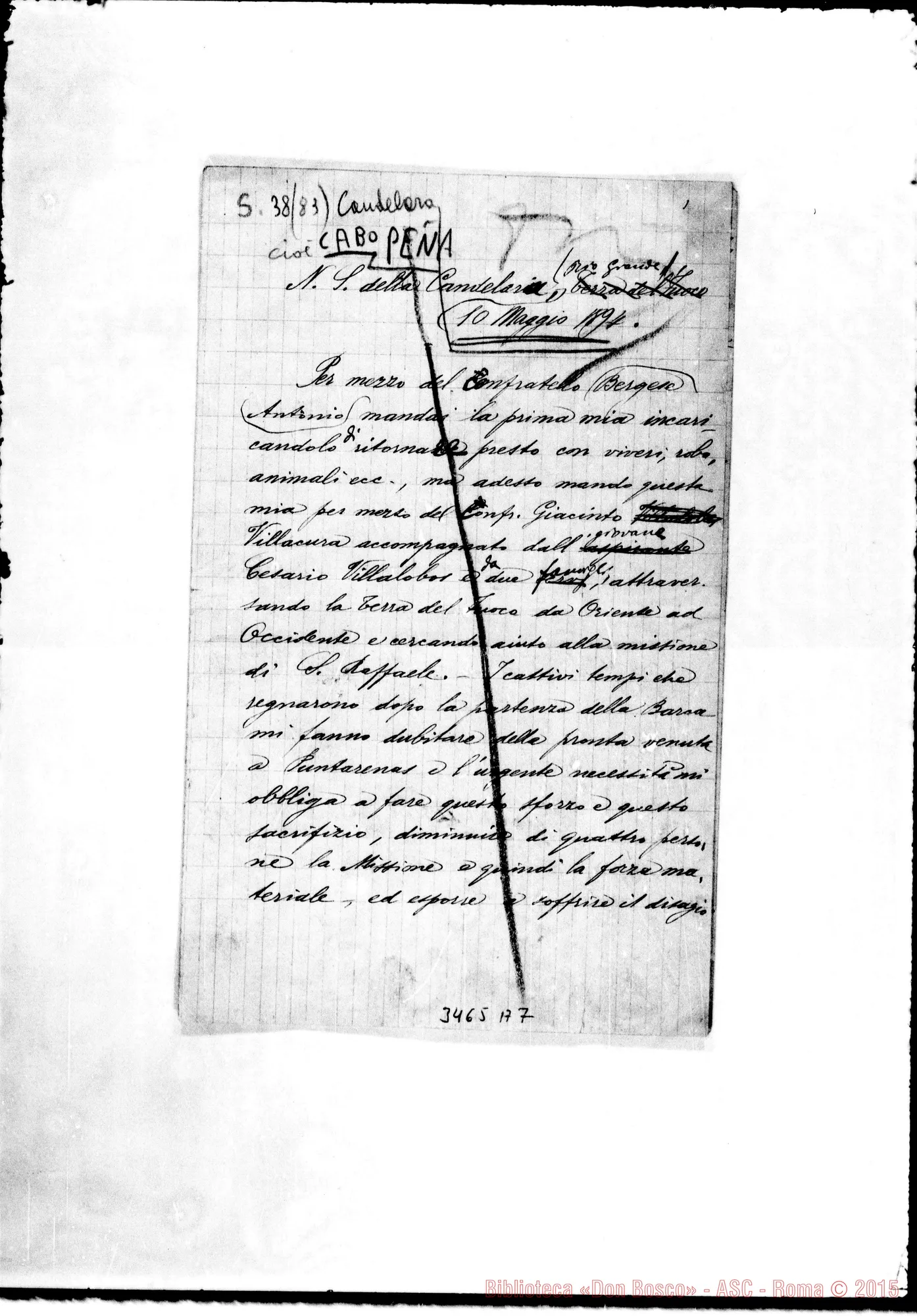 Fotogramma A 7 — Cabo Peña: Don Giuseppe M. Beauvoir: relazione