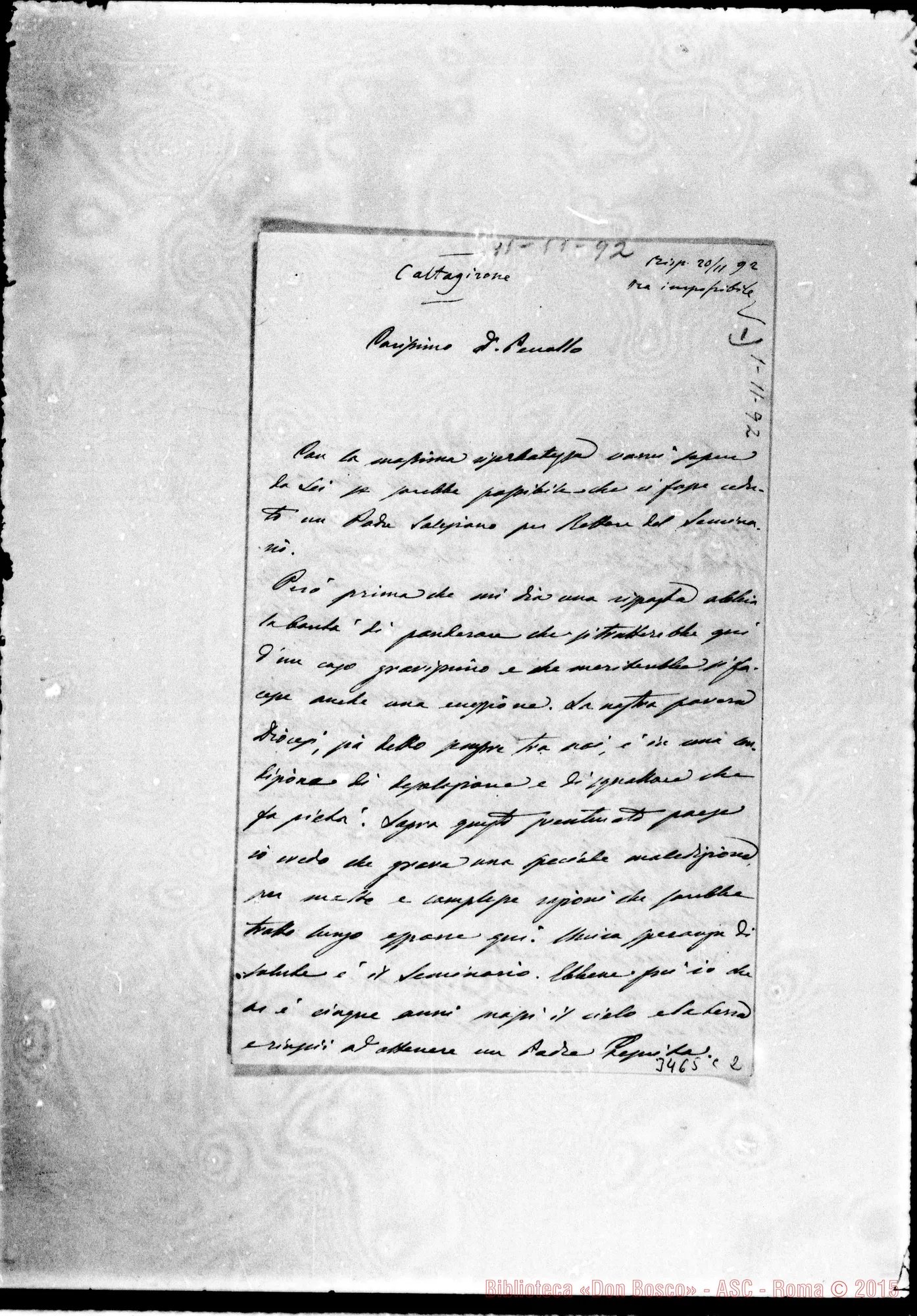 Fotogramma C 2 — Caltagirone: A Don Piccollo da Caltagirone, 1*1-11-1892