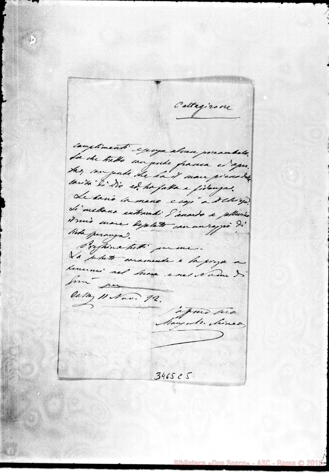 Fotogramma C 5 — Caltagirone: A Don Piccollo da Caltagirone, 1*1-11-1892