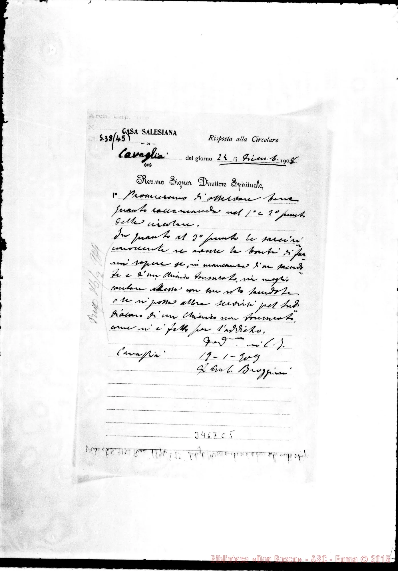 Fotogramma C 5 — Don Broggini-Rettor Maggiore. Cavaglià, 19-01-1909