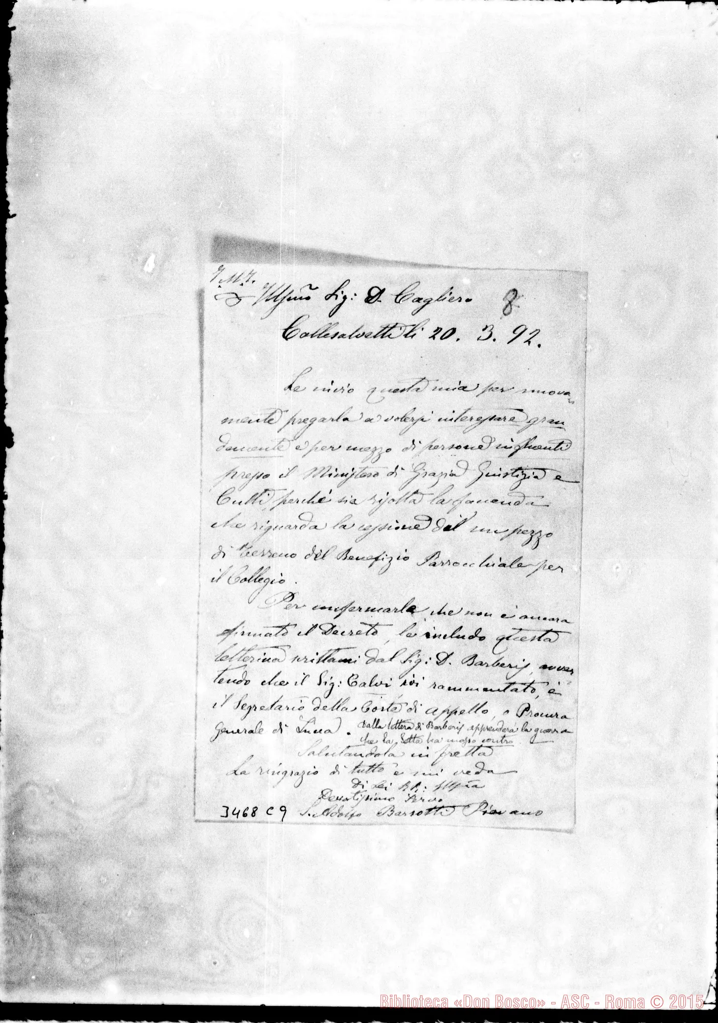 Fotogramma C 9 — Don Adolfo Barsotti-Don Cagliero. Collesalvetti, 20-03-1892