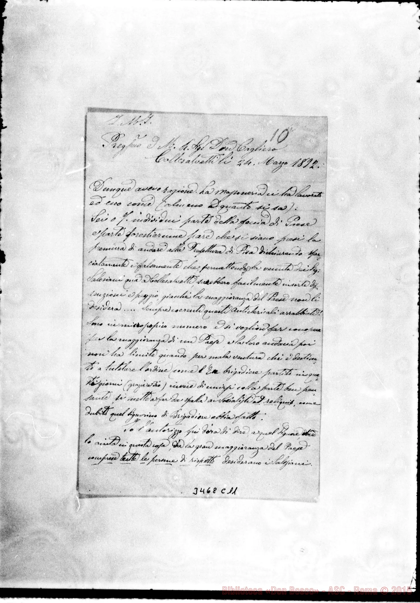 Fotogramma C 11 — Don Adolfo Barsotti-Don Cagliero. Collesalvetti, 24-03-1892