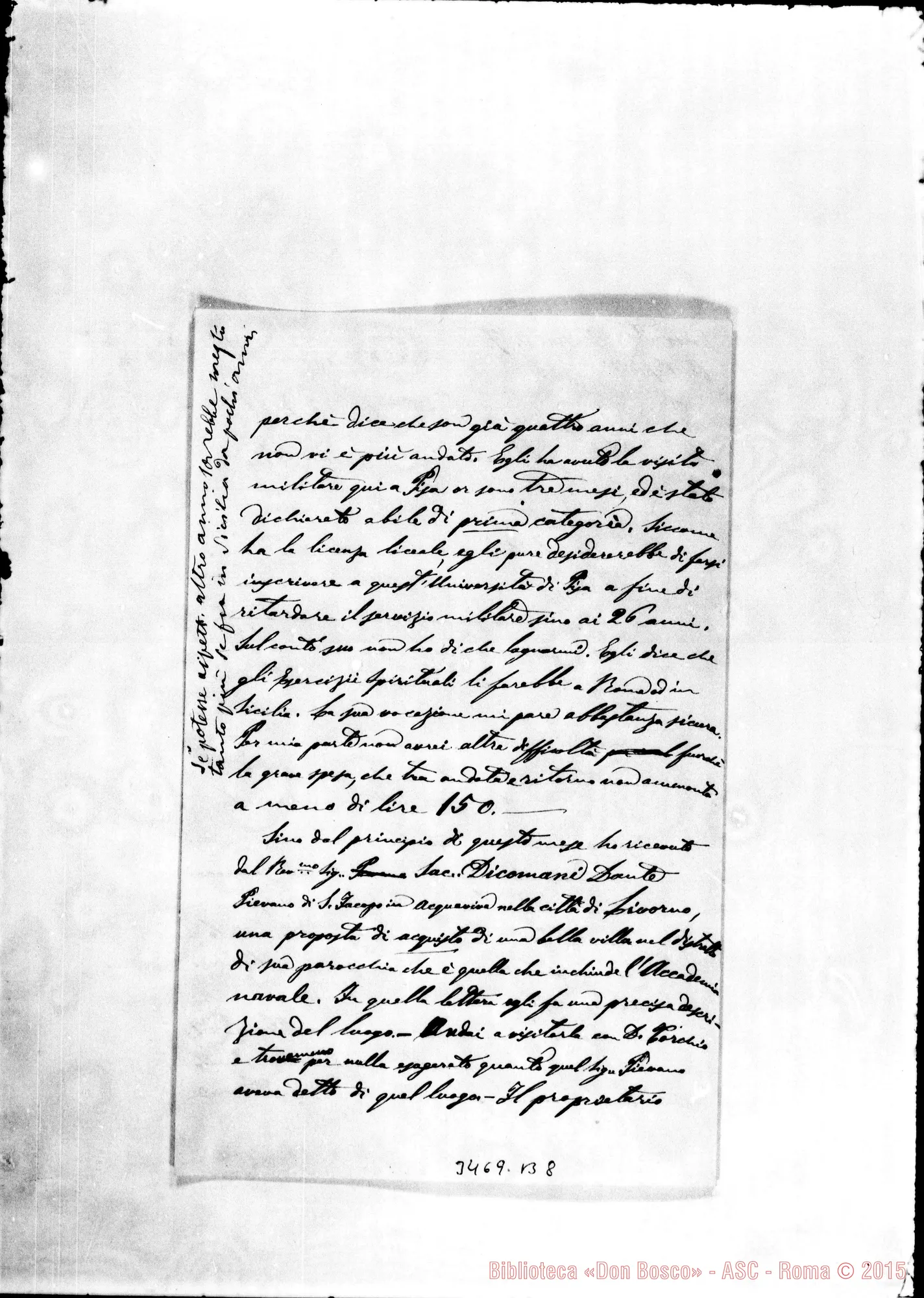 Fotogramma B 8 — Don Severino Zanone-Don Rua. Collesalvetti, 30-07-1897 Autogr. Rua