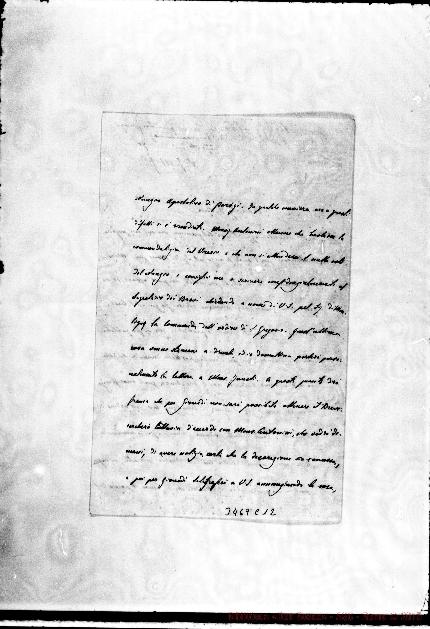 Fotogramma C 12 — Colonia (Pernambuco): Don Cagliero Cesare-Don Rua. Roma, 27-04-1890 Autogr. Rua