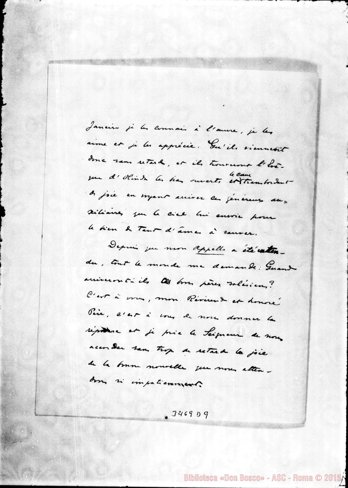 Fotogramma D 9 — Giov. Ferdinando Esberard, vesc. di Olinda-Don Rua, ott. 92 Autogr. Rua