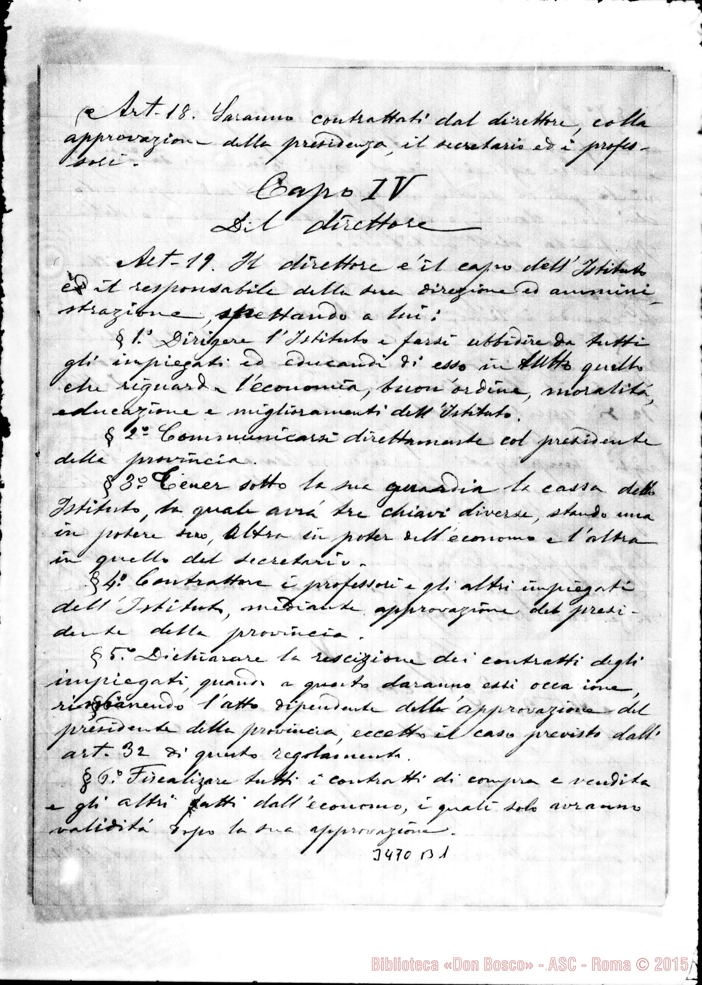 Fotogramma B 1 — Regolamento deiristituto. Manoscritto