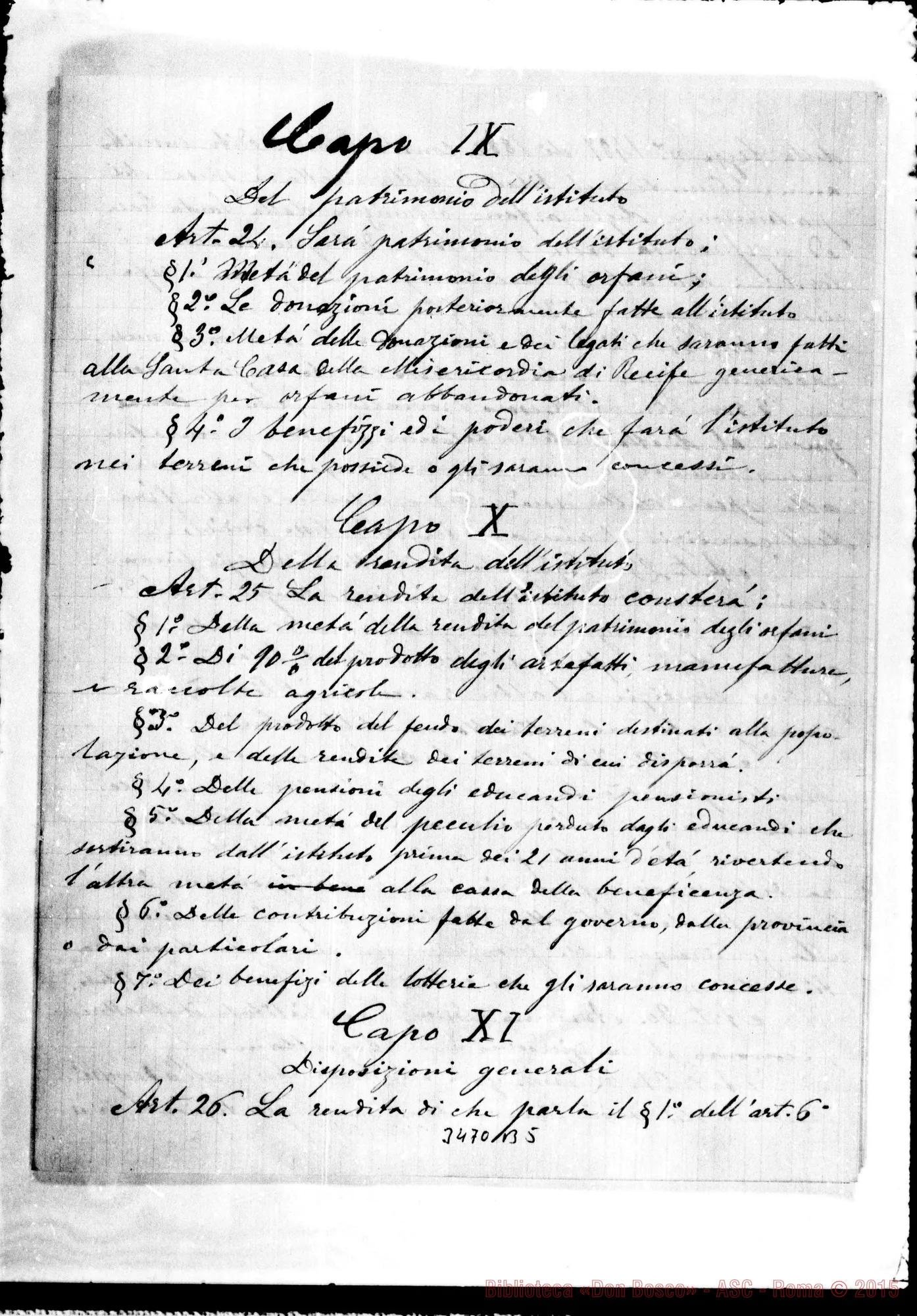 Fotogramma B 5 — Regolamento deiristituto. Manoscritto