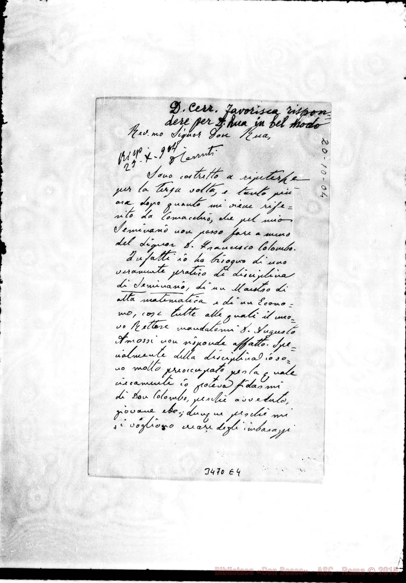 Fotogramma E 4 — Alfonso Archi, vesc.-Don Rua. Faenza, 20-10-1904