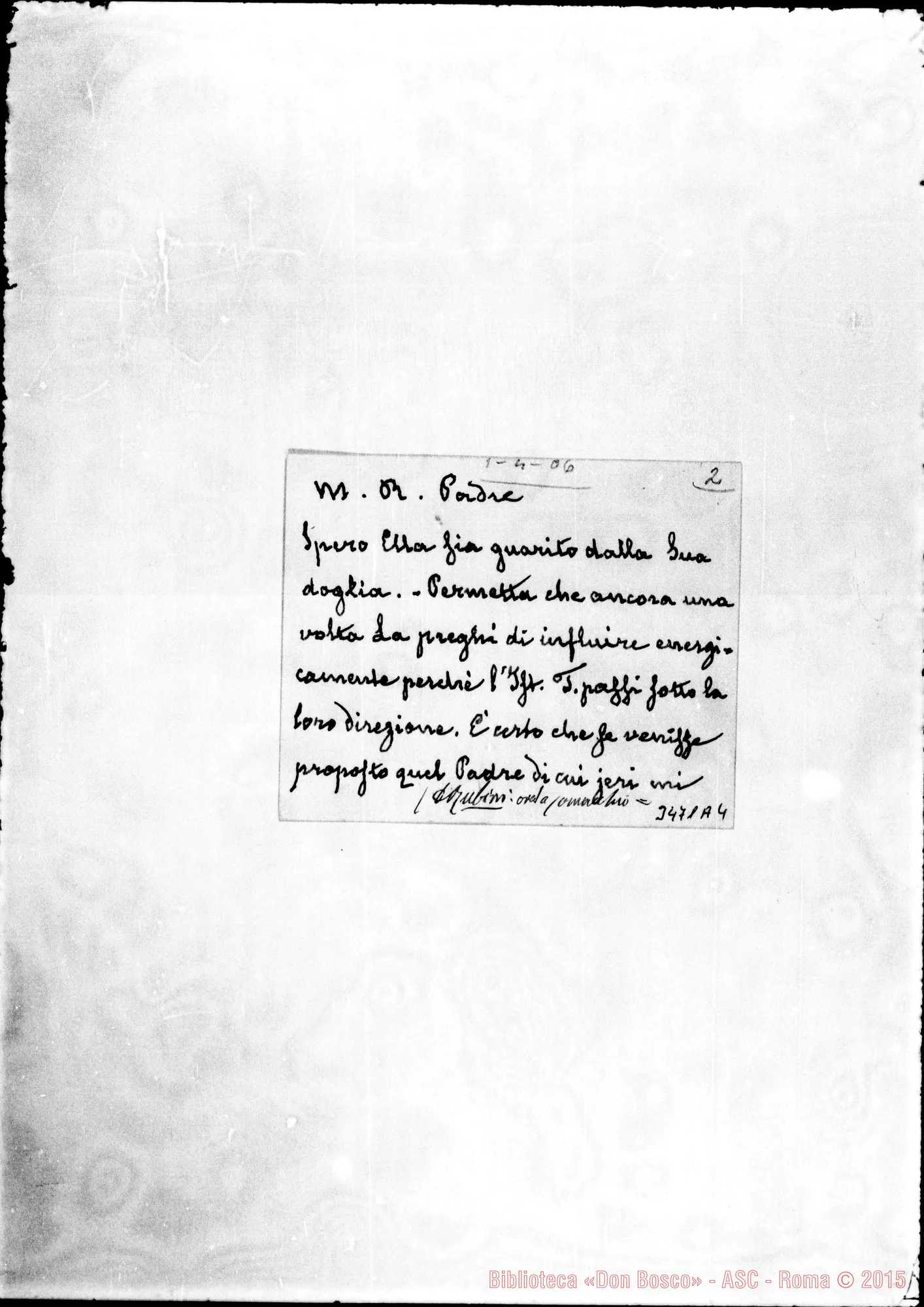 Fotogramma A 4 — G. Menegazzi-Rev.do Padre, Tl-04-1906