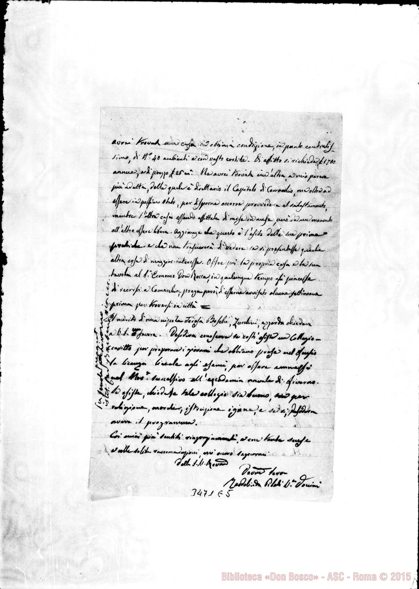 Fotogramma E 5 — Teodolinda Pilati, ved. Donini-Don Rua. Autogr. Rua