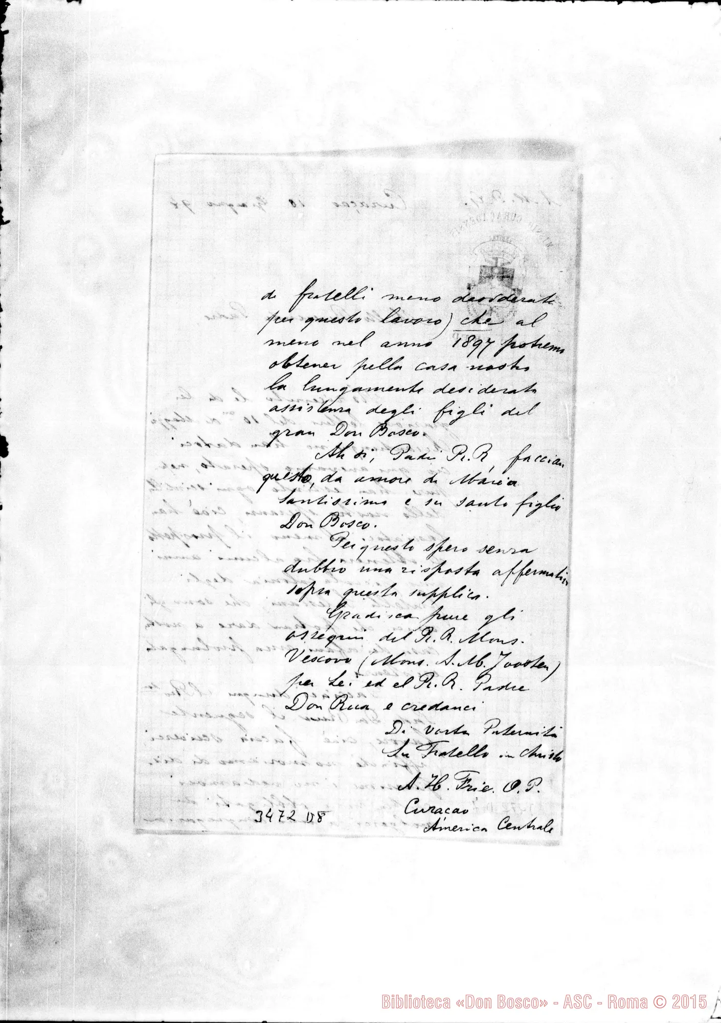 Fotogramma D 8 — A.H. Frie O.P.-Révérend Père. Curaçao, 10-06-1894