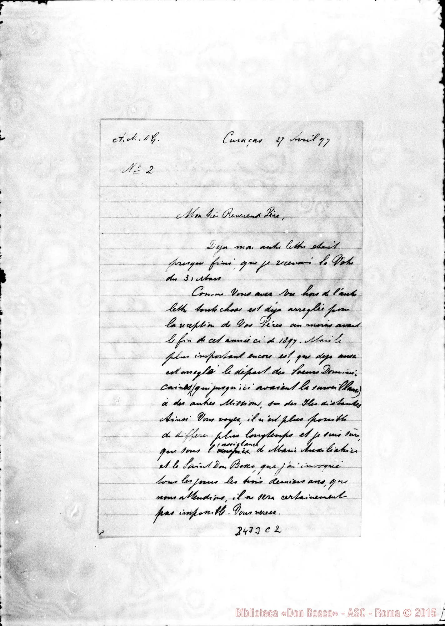 Fotogramma C 2 — A.H. Frie O.P.-Révérend Père. Curaçao, 27-04-1897