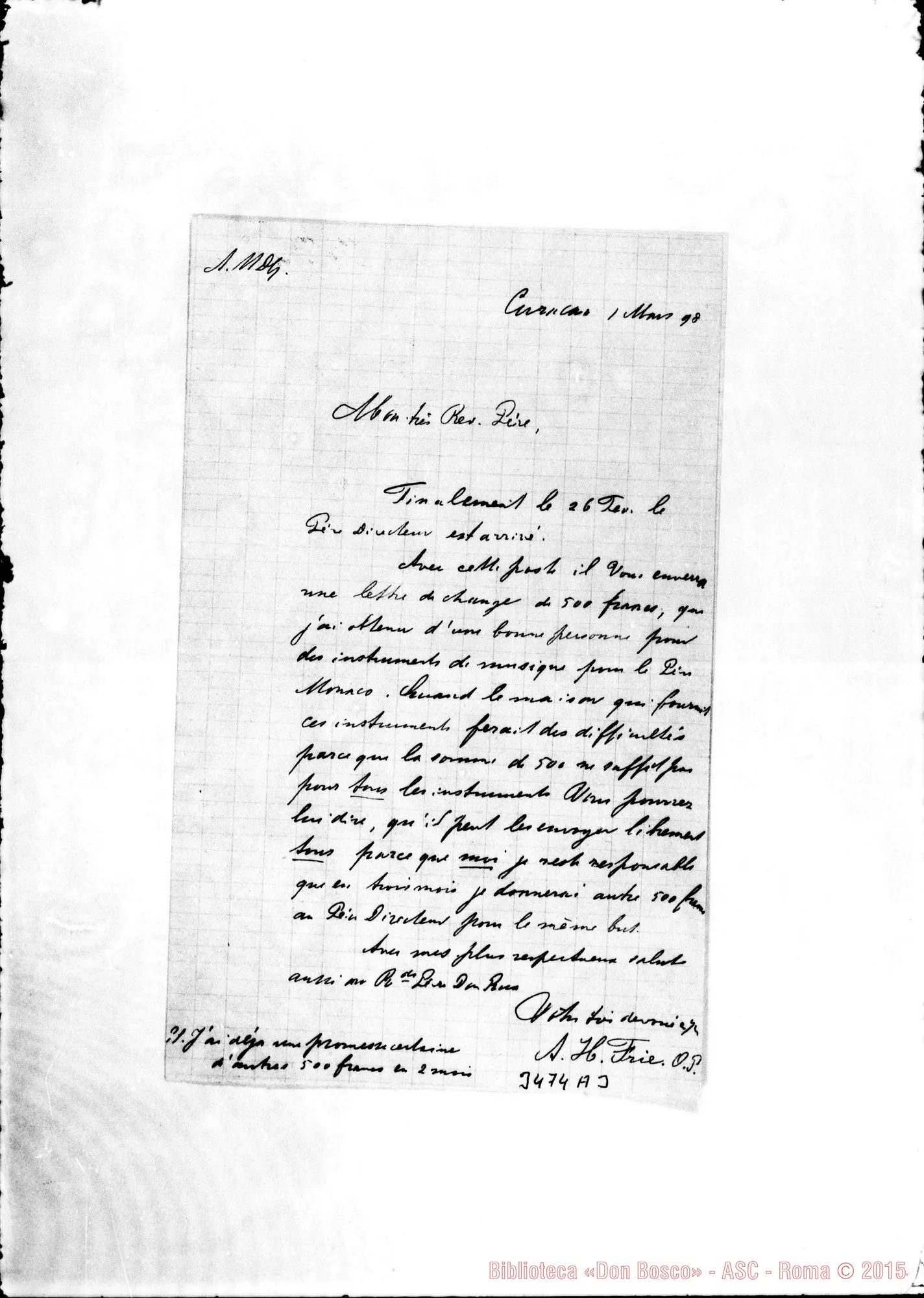 Fotogramma A 3 — A.H. Frie O.P.-Révérend Père. Curaçao, 1-05-1898