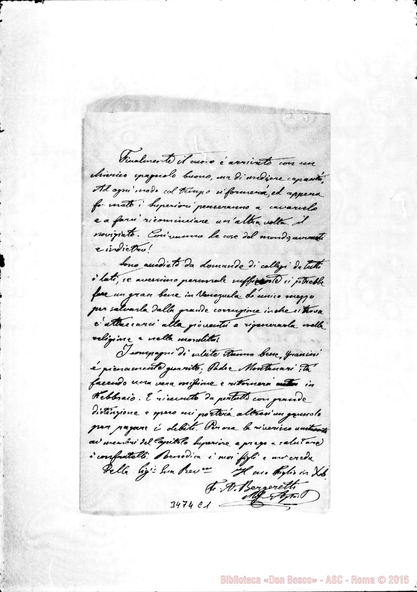 Fotogramma C 1 — Don Bergeretti-Rev.do Padre. Valencia, 24-01-1899