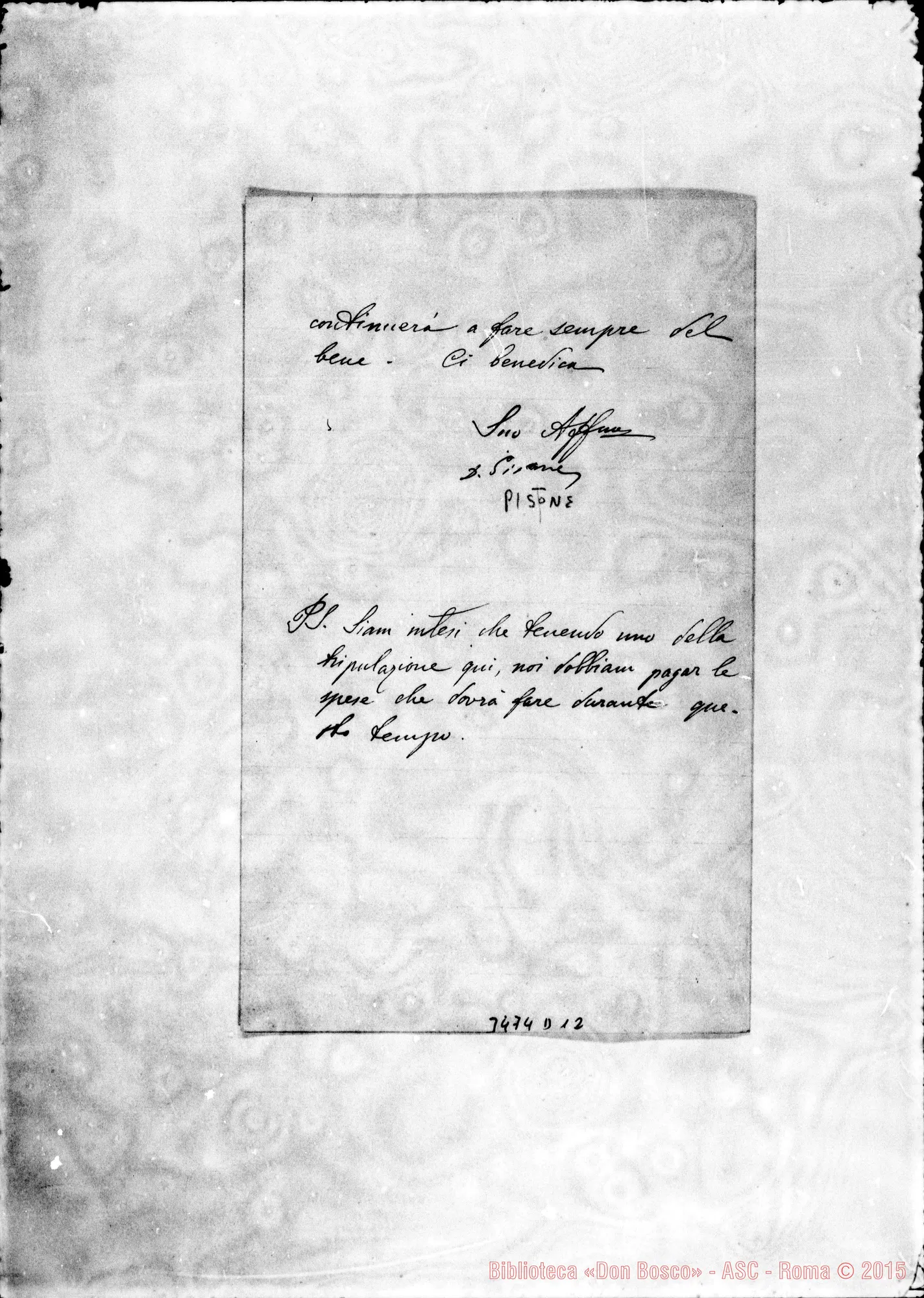 Fotogramma D 12 — Dawson: Don Bartolomeo Pistone-Don Giov. Cagliero. Dawson, 12-09-1889