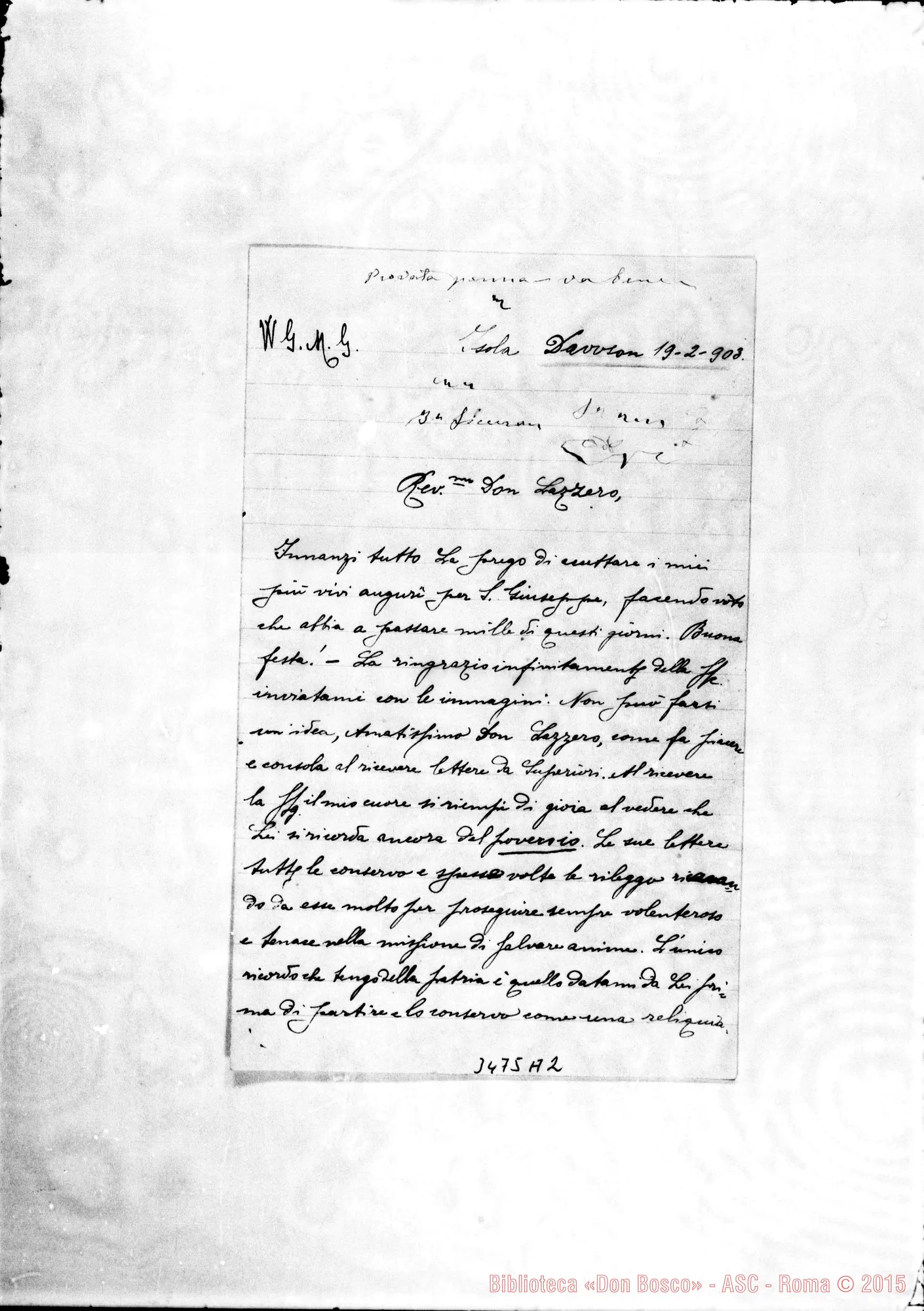 Fotogramma A 2 — Coad. Asvini Giovanni-Don Lazzero. Dawson, 19-02-1903