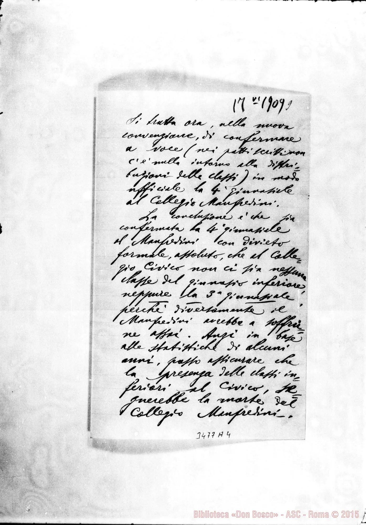 Fotogramma A 4 — Don Natale Signoretti-Ispettore. Este, 17-06-1909