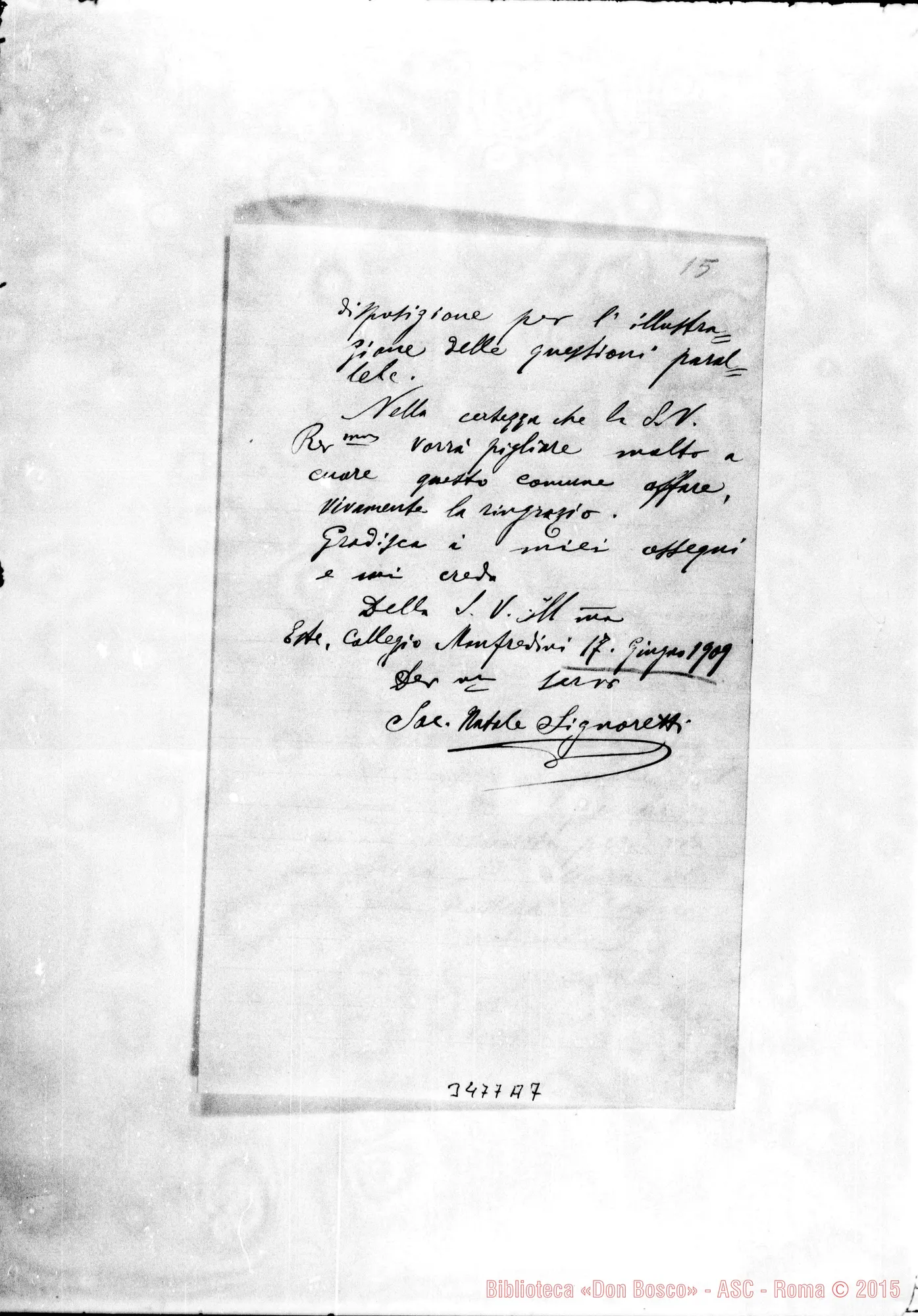 Fotogramma A 7 — Don Natale Signoretti-Ispettore. Este, 17-06-1909