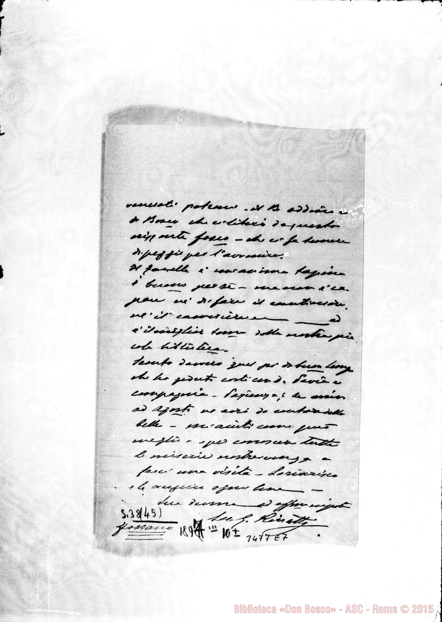 Fotogramma E 7 — Don Rinetti Giuseppe-Don Lazzero. Fossano, 10-03-1897