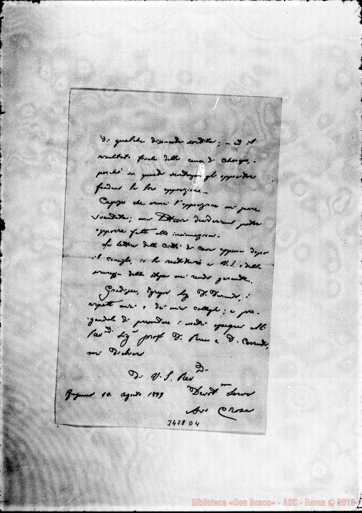 Fotogramma D 4 — Avv. Crosa-Don Durando. Fossano, 10-08-1899