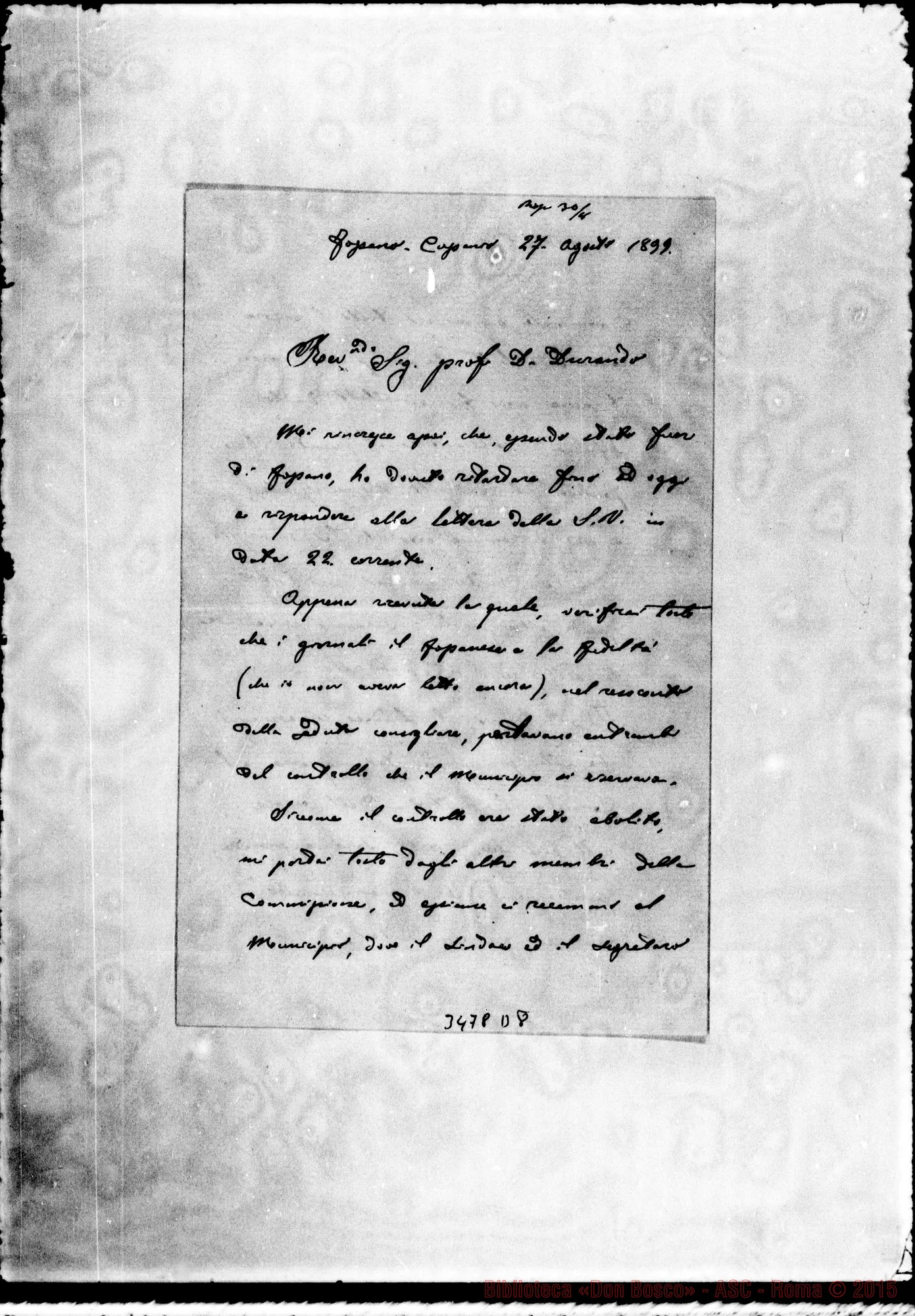 Fotogramma D 8 — Avv. Crosa-Don Durando. Fossano, 27-08-1899