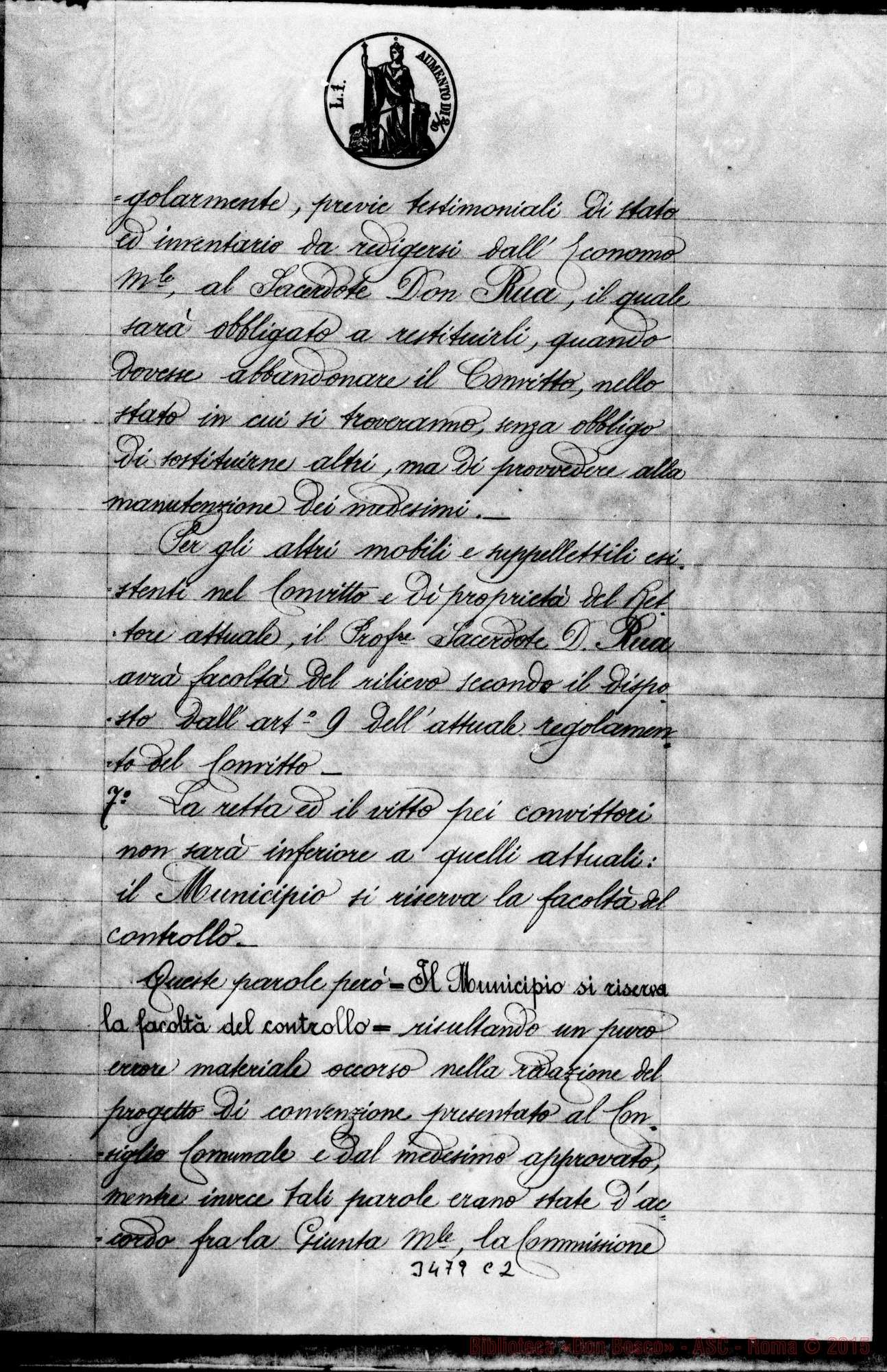 Fotogramma C 2 — Convenzione tra il Municipio di Fossano E Don Rua, il 18-09-1909