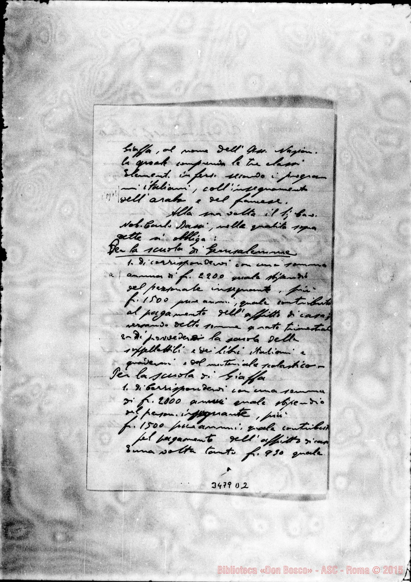 Fotogramma D 2 — Promemoria di Don Piscetta in vista della nuova convenzione