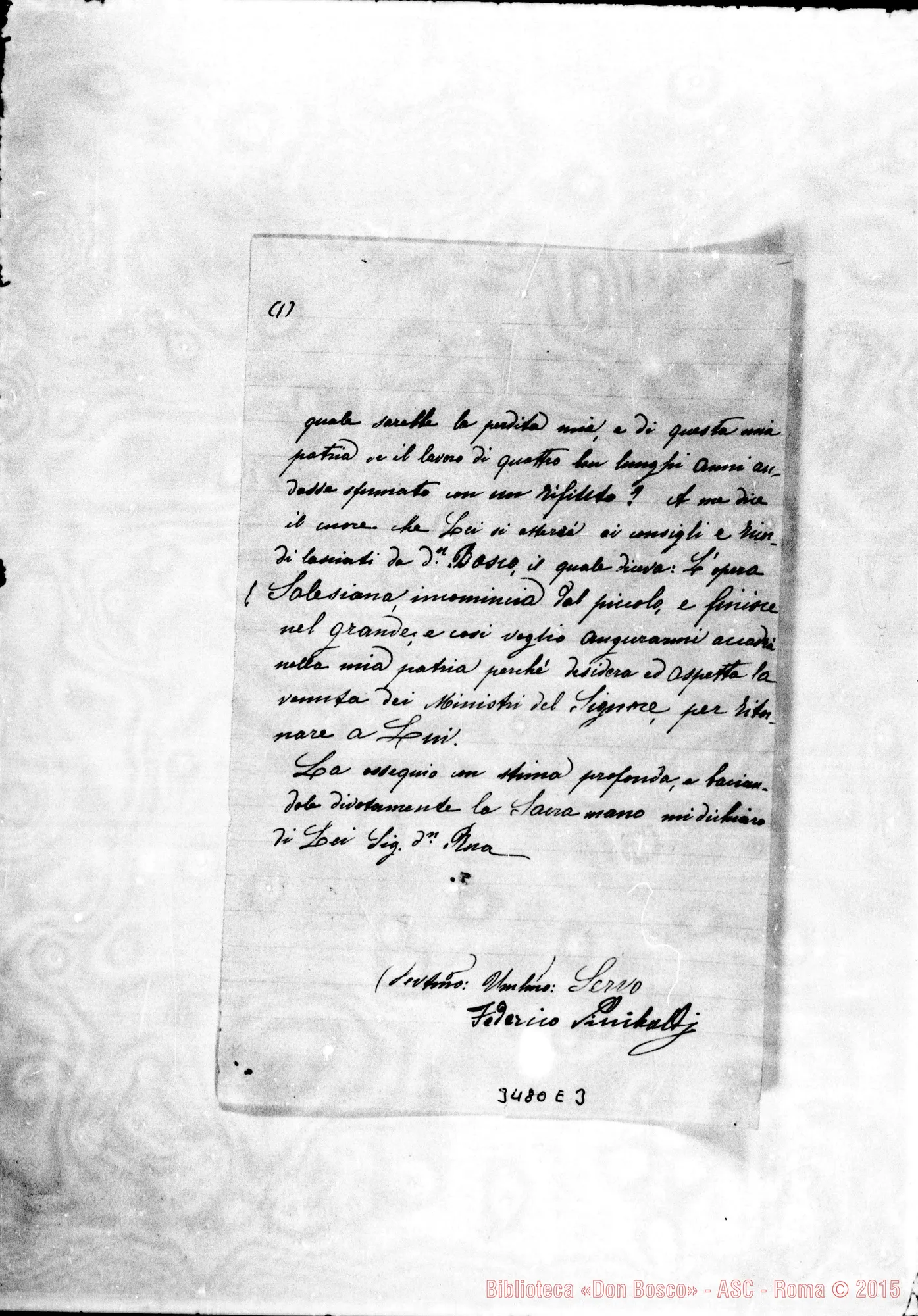 Fotogramma E 3 — Sinibaldi-Don Rua. Gioia de’ Marsi, 8-11-1904 Autogr. Rua