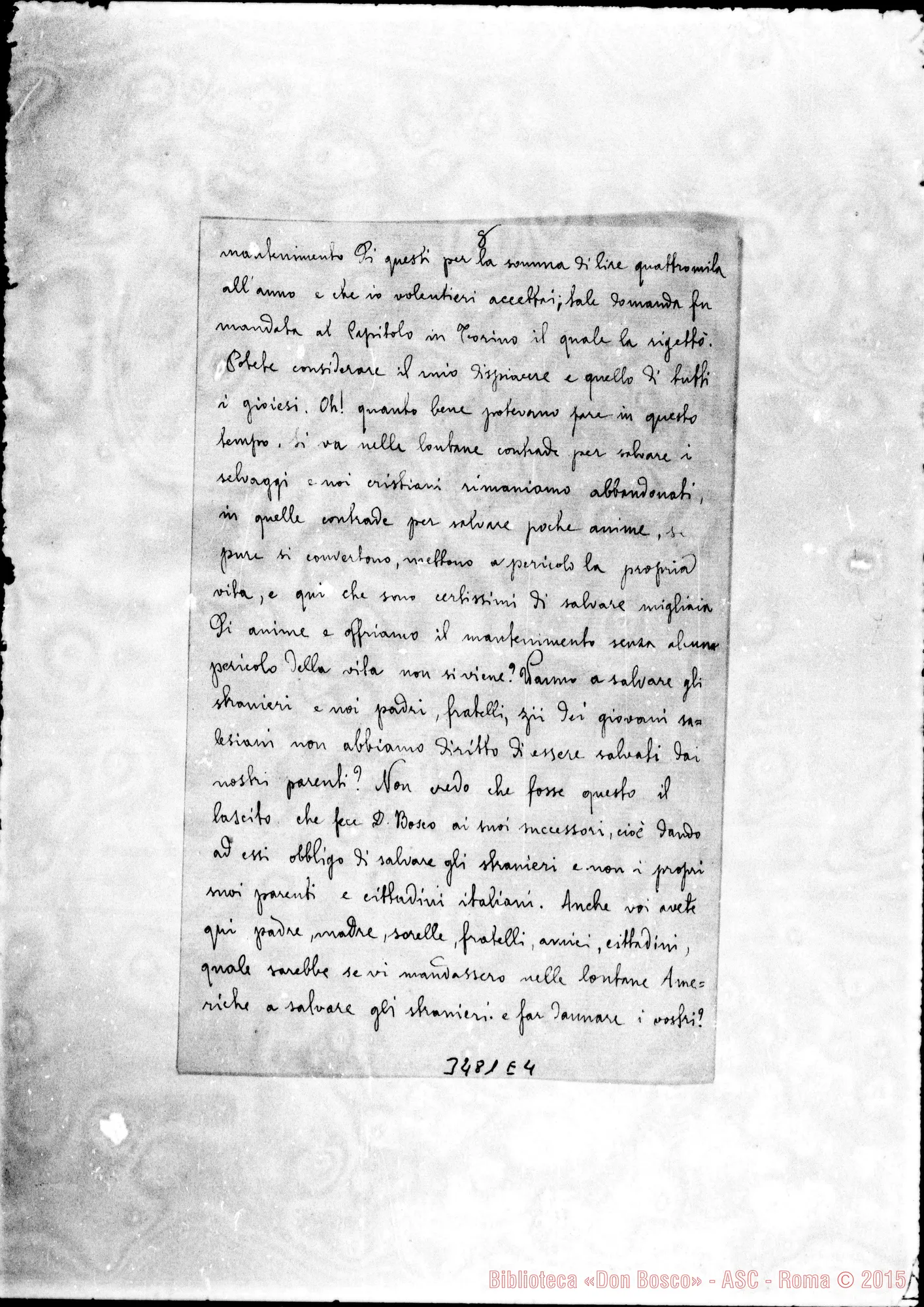 Fotogramma E 4 — Ch. Fazi Francesco-Rev.mo Sig. Senza data