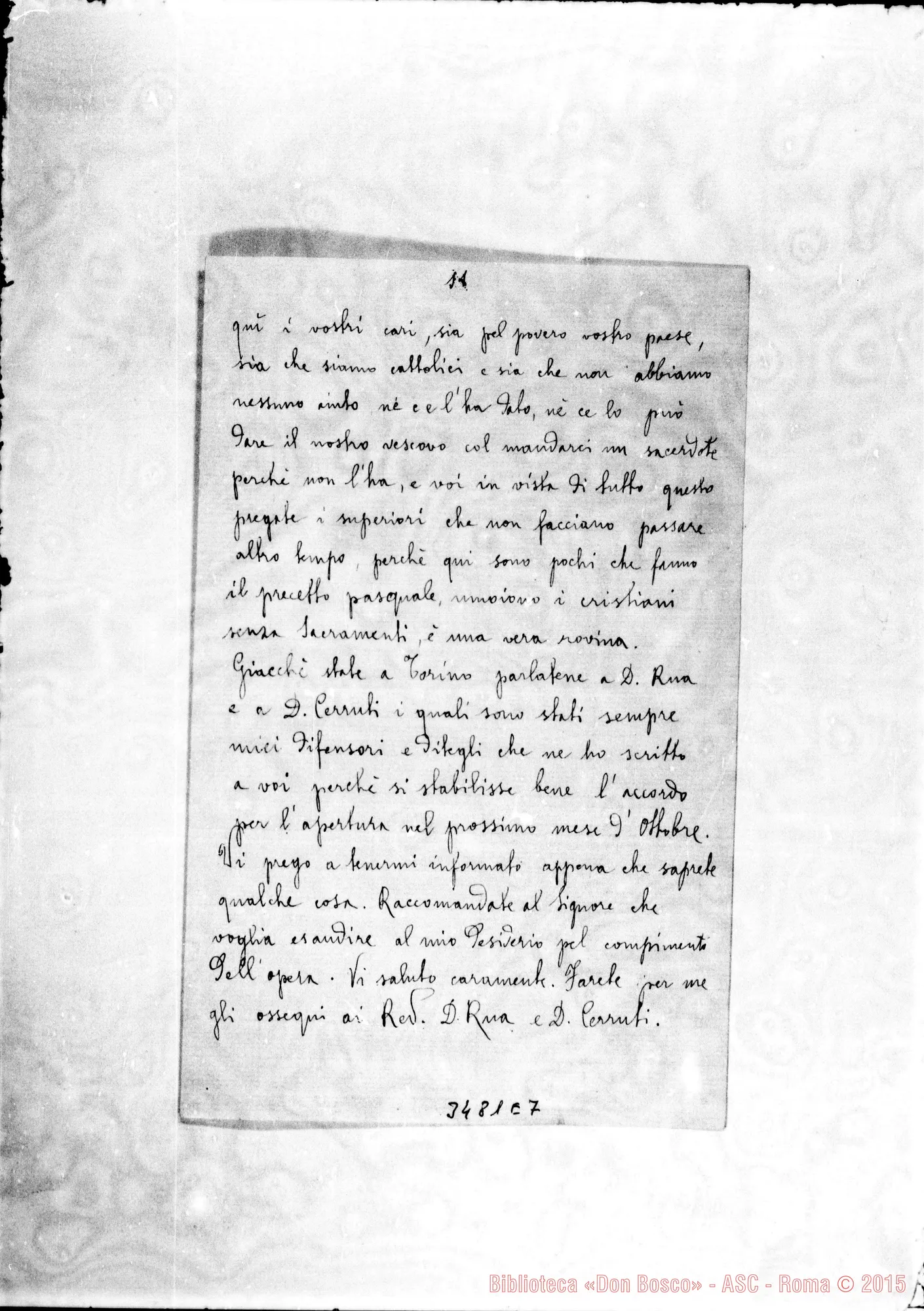 Fotogramma E 7 — Ch. Fazi Francesco-Rev.mo Sig. Senza data