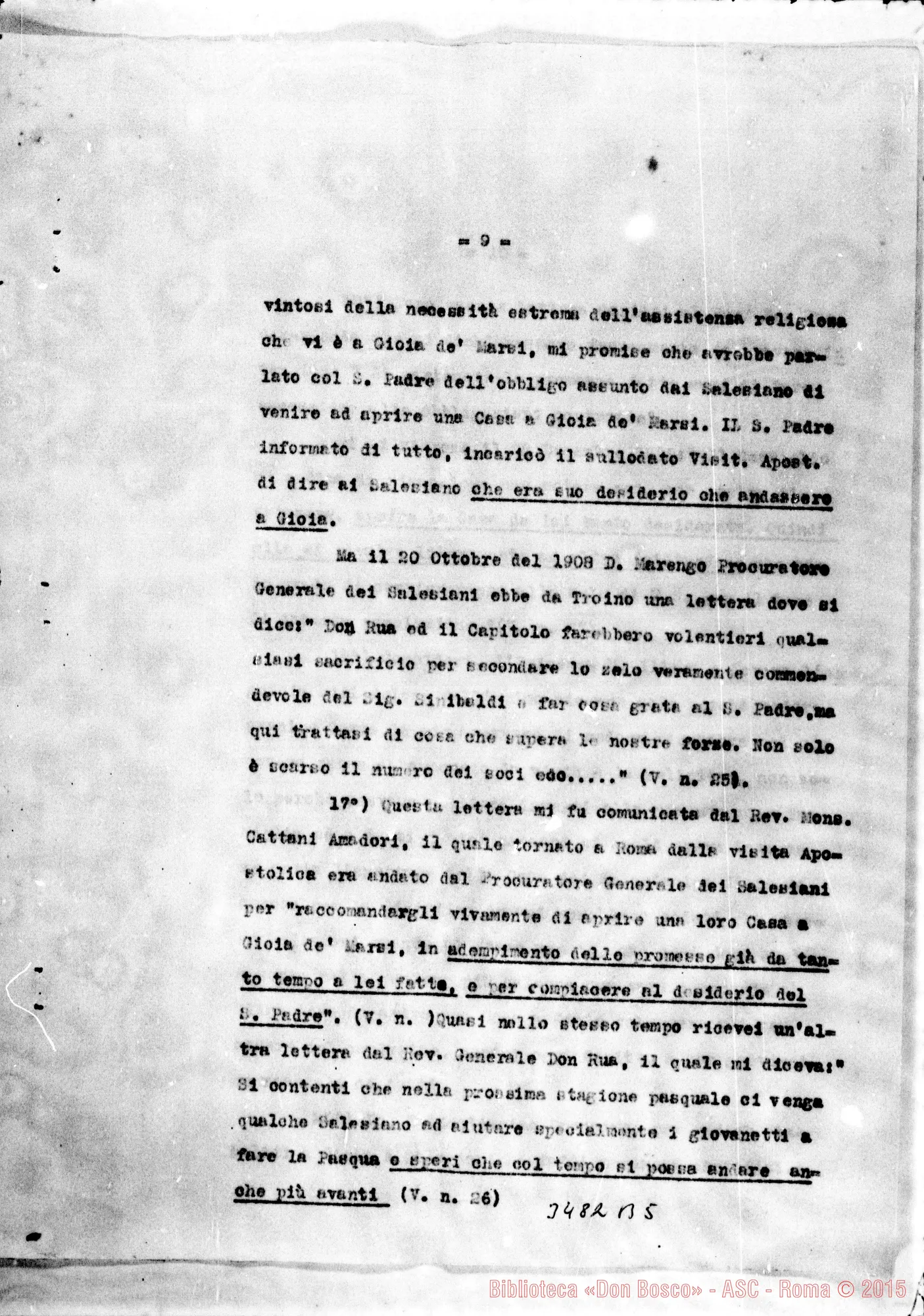 Fotogramma B 5 — Sinibaldi-Eminentissimo Principe. Roma, 30-01-1909