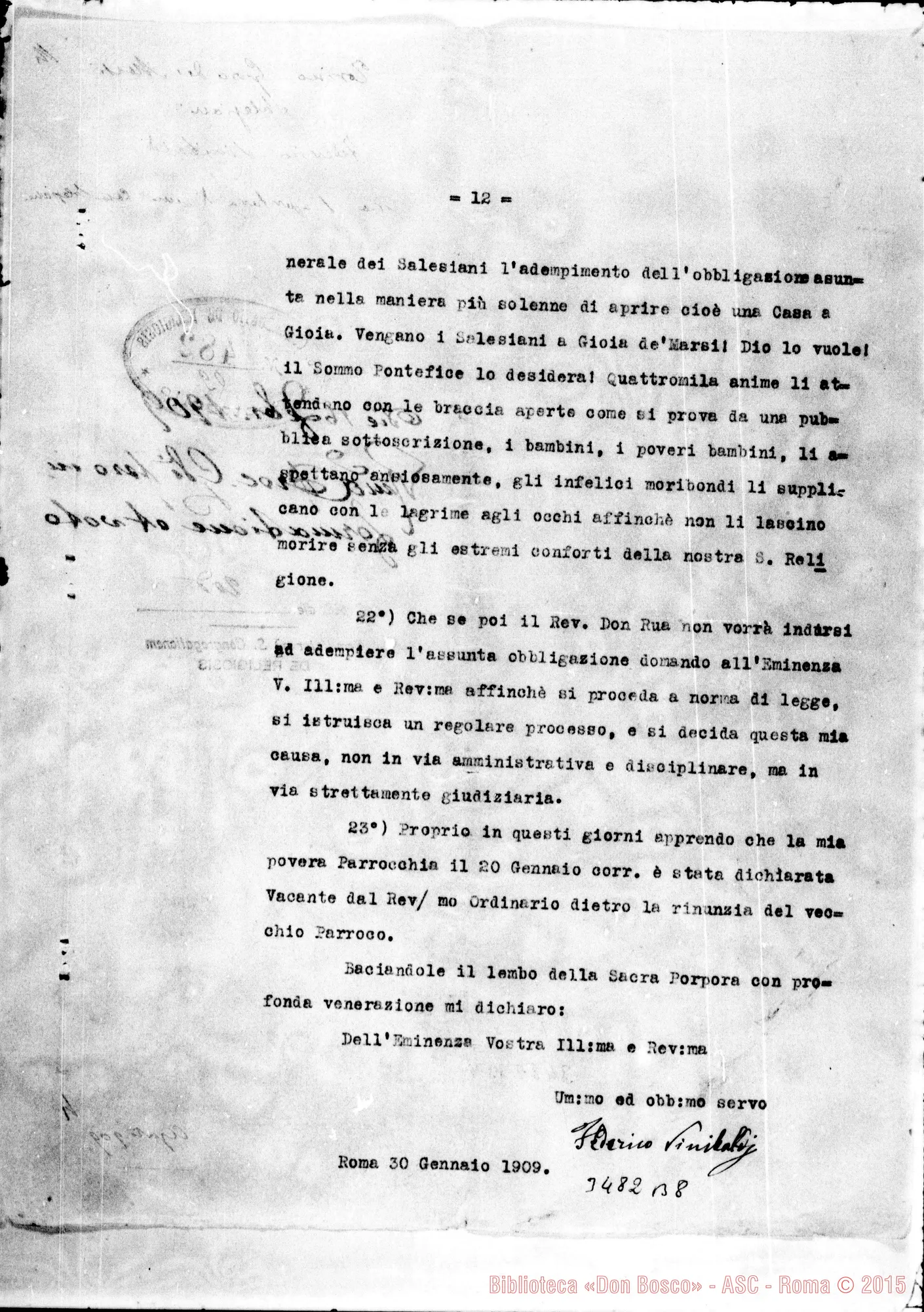 Fotogramma B 8 — Sinibaldi-Eminentissimo Principe. Roma, 30-01-1909