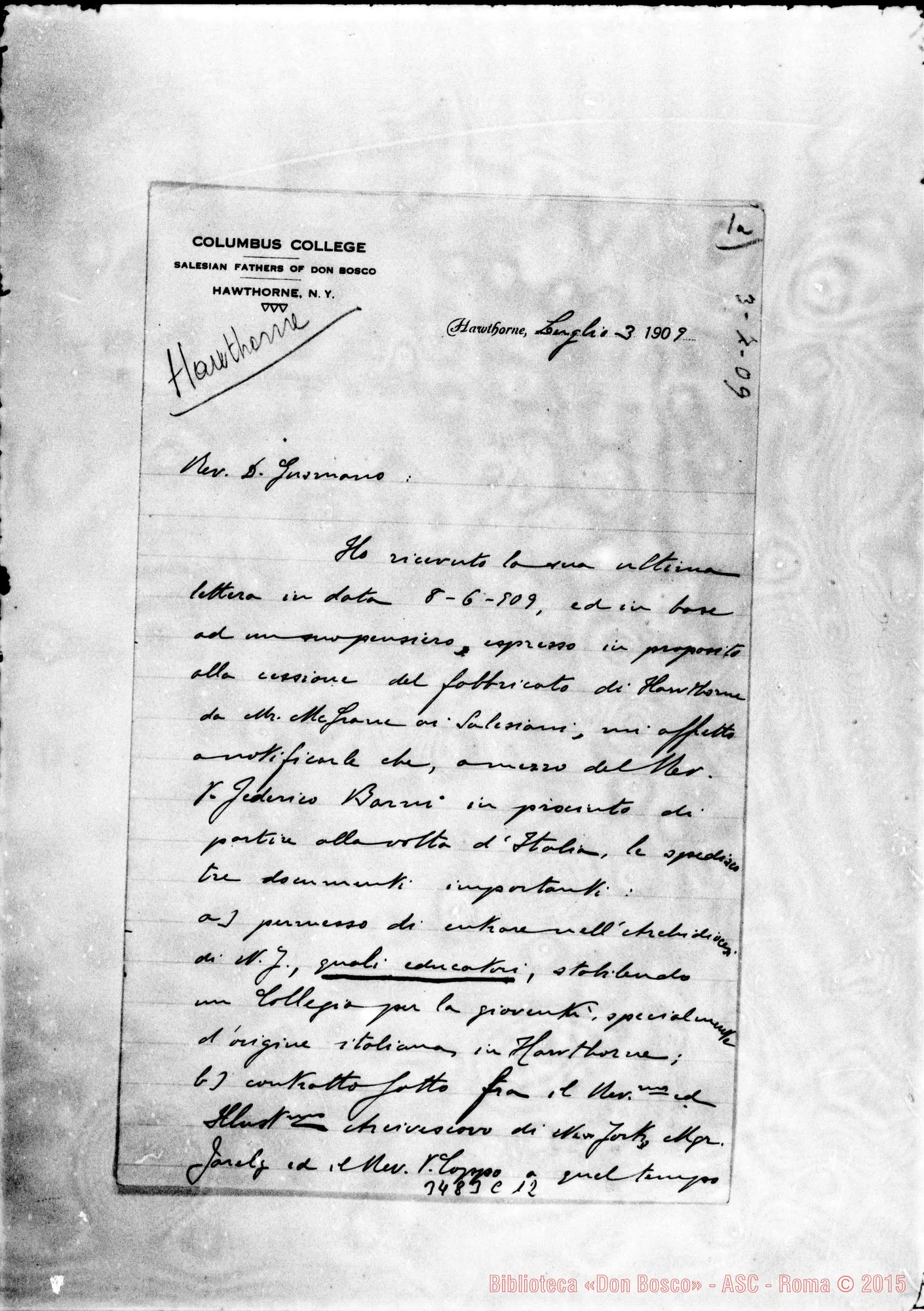 Fotogramma C 12 — Don Silvestro Rabagliati-Don Gusmano. Hawthorne, 3-07-1909