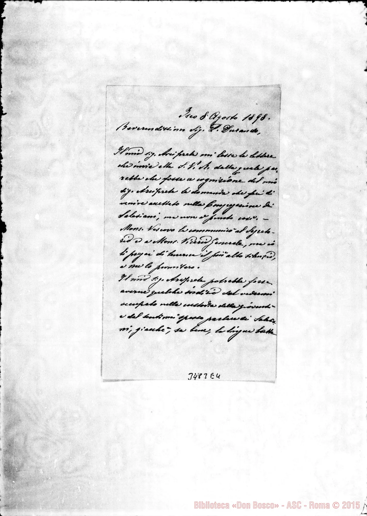 Fotogramma E 4 — Don Domenico Tampal-Don Durando. Iseo, 8-08-1898