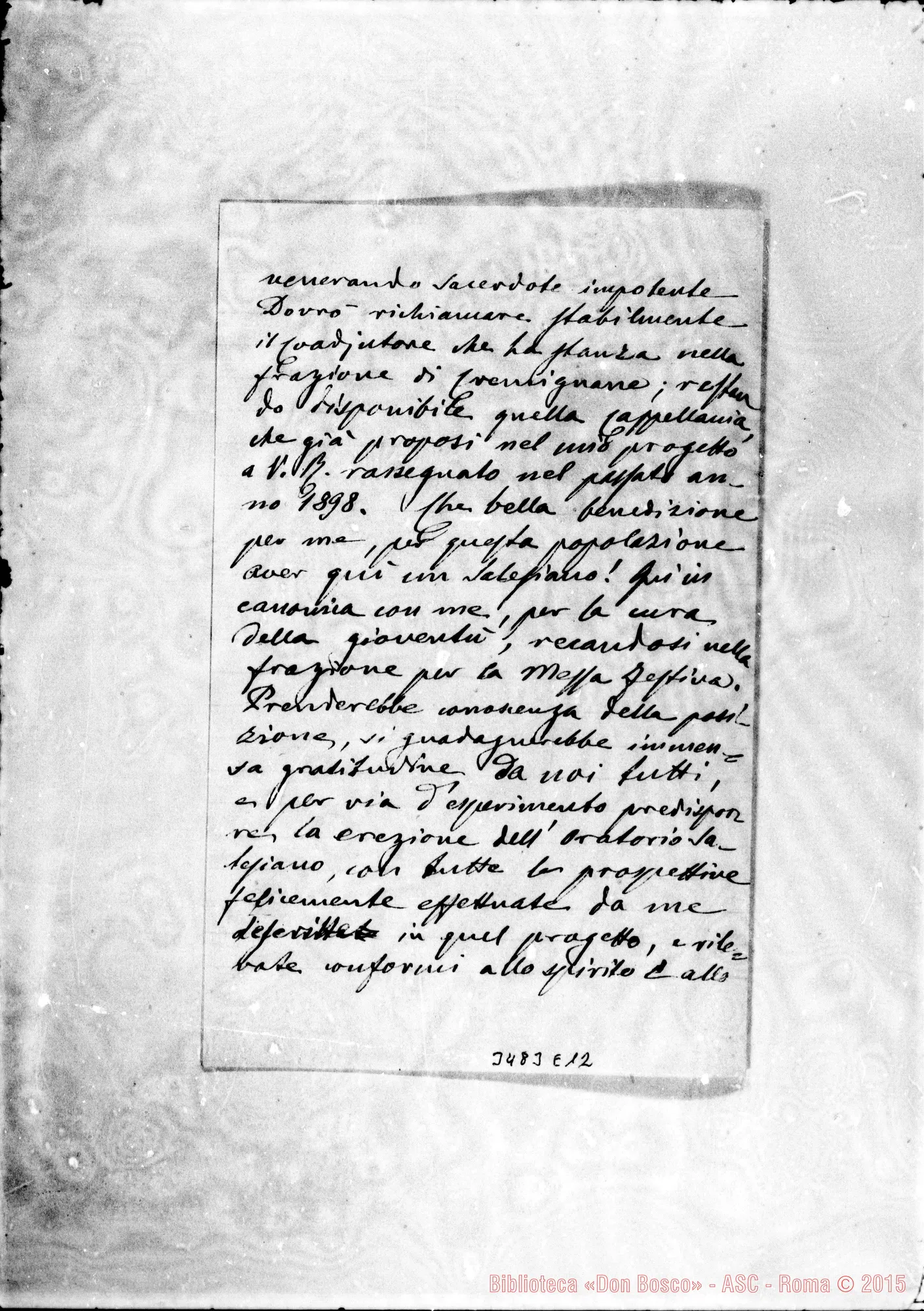 Fotogramma E 12 — Don Paolo Micanzi-Don Rua. Iseo, 17-03-1900