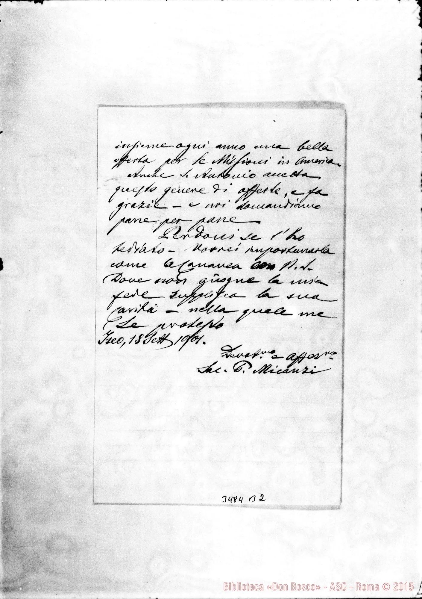 Fotogramma B 2 — Don Paolo Micanzi-Don Rua. Iseo, 18-09-1901