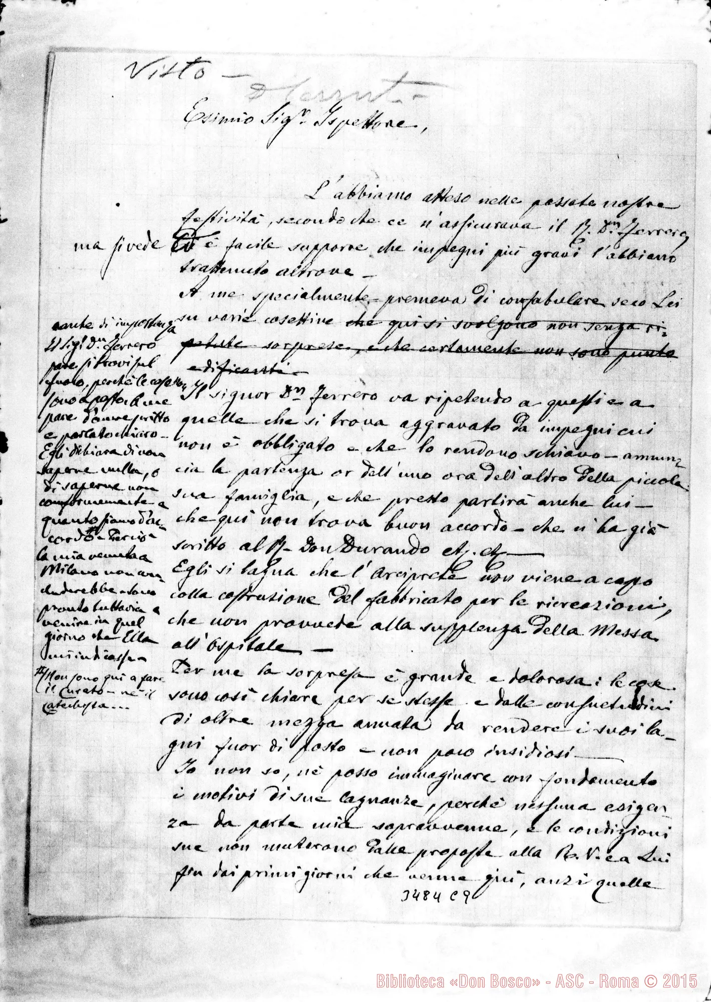 Fotogramma C 9 — Lettera A «Ispettore», senza data né firma.