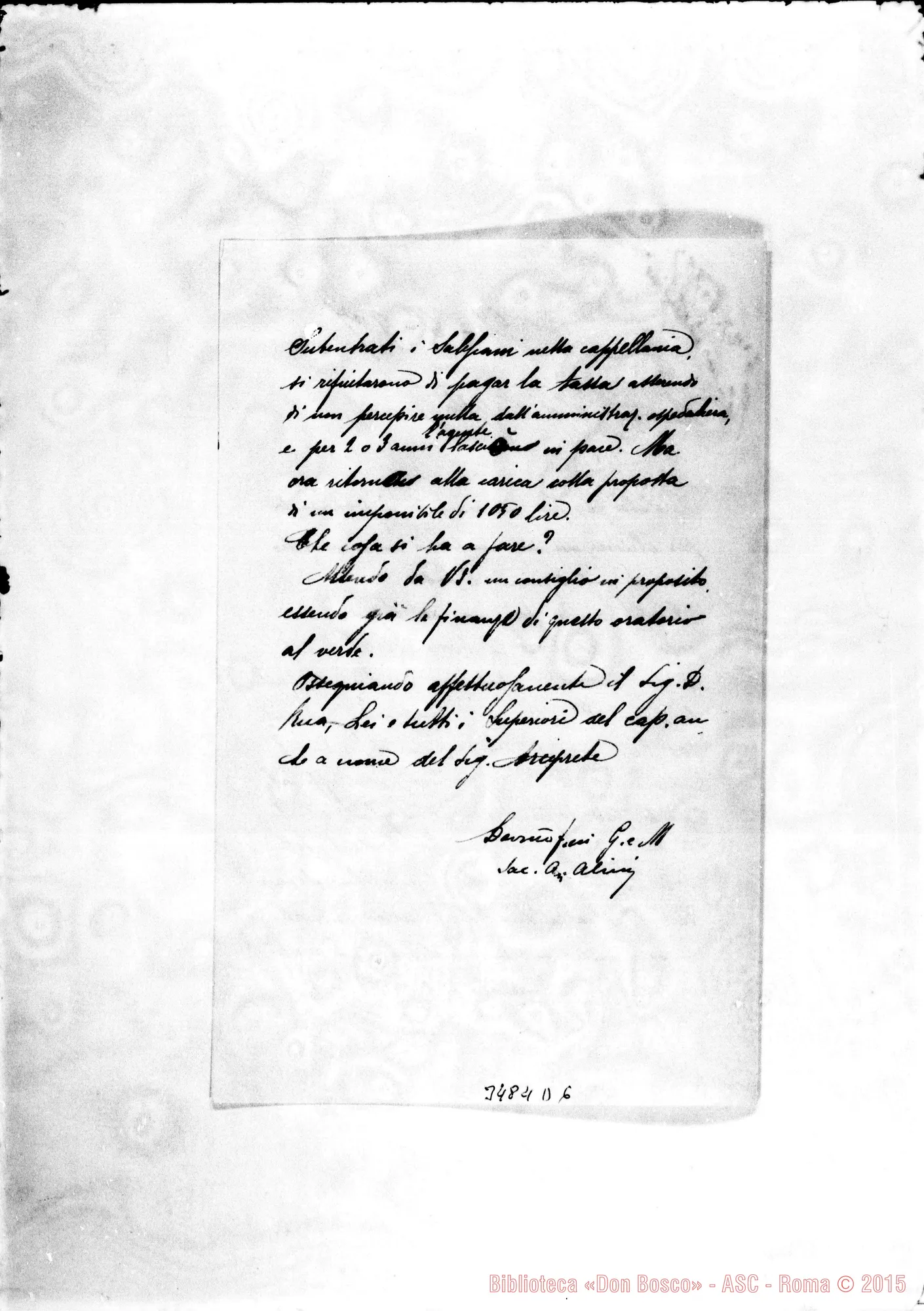 Fotogramma D 6 — Don Alini Antonio-Don Rinaldi, il 26-06-1907 Autogr. Rinaldi