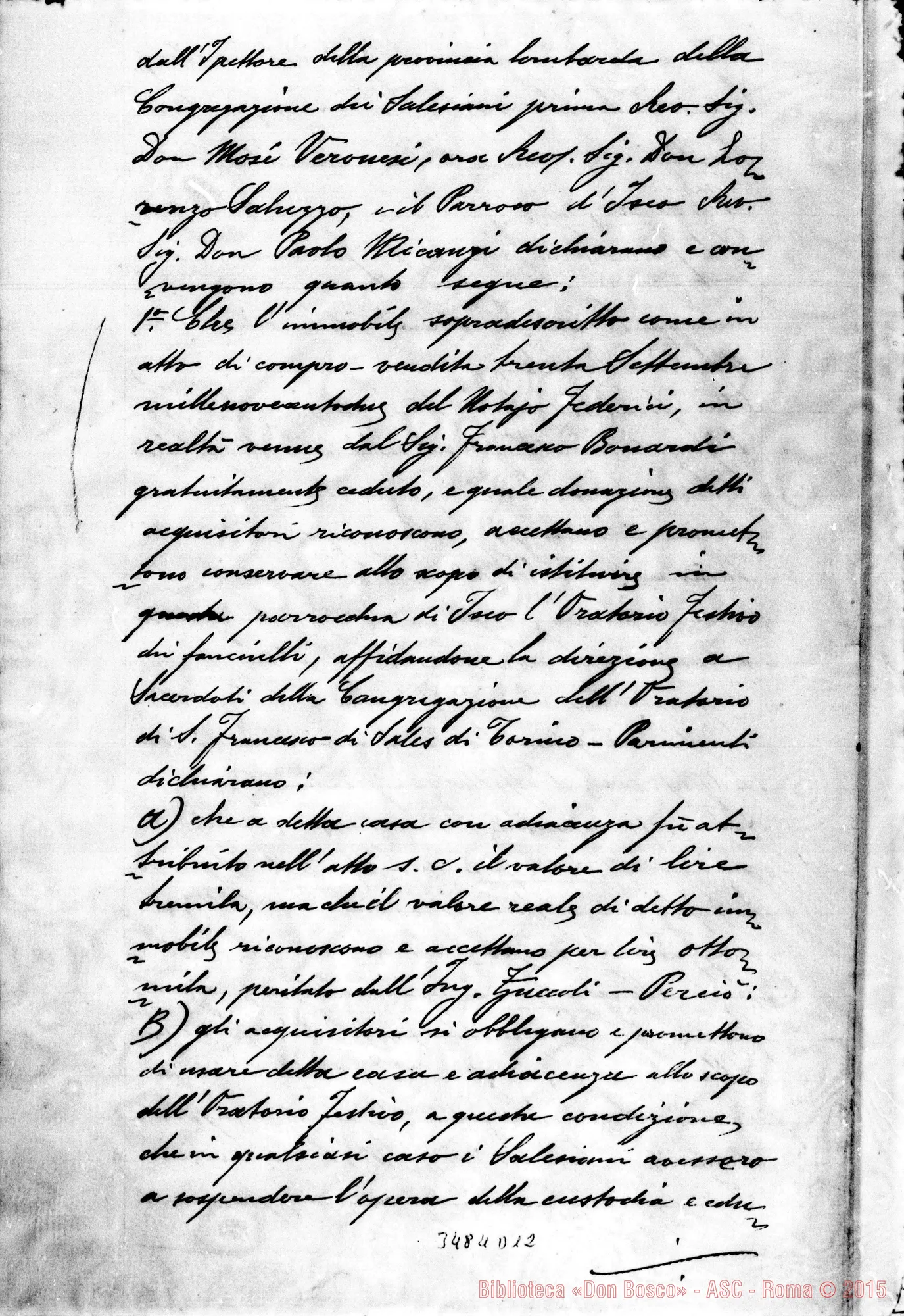 Fotogramma D 12 — Convenzione con Don Paolo Micanzi. Iseo, 29-08-1903