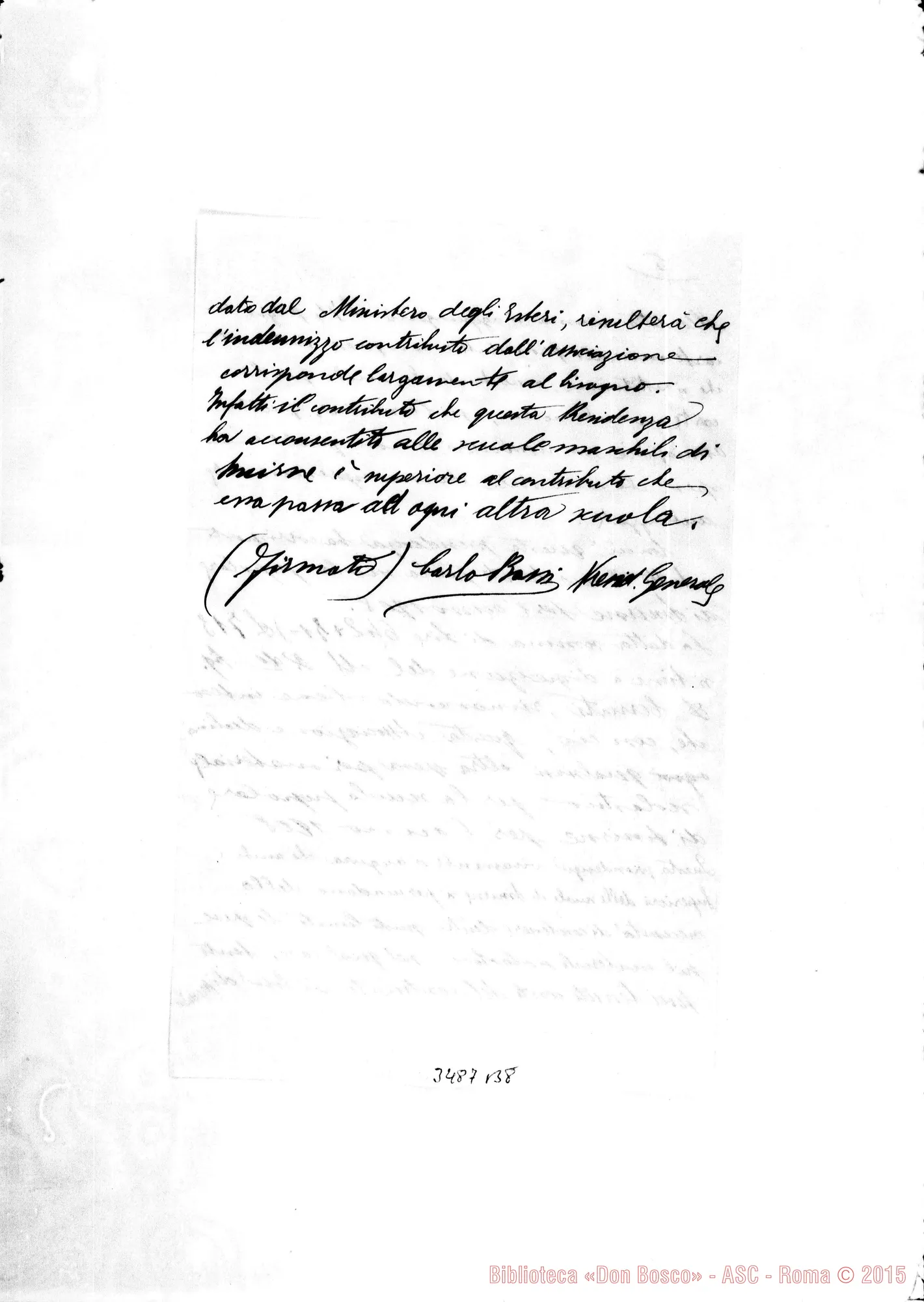 Fotogramma B 8 — Carlo Bassi: relazione di materiale. Torino, 4-05-1909 Copia