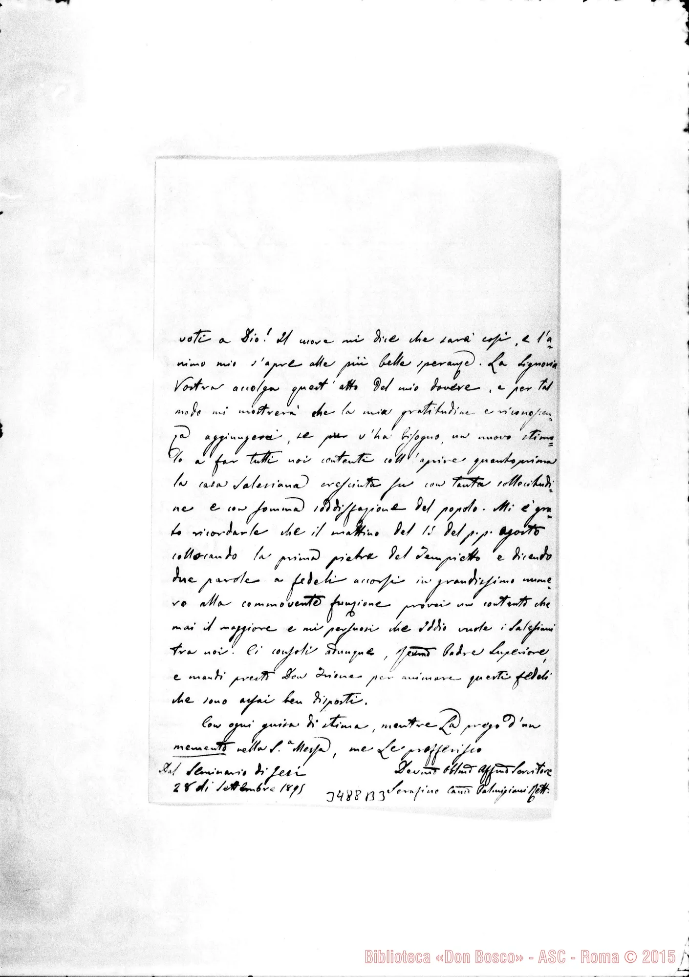 Fotogramma B 3 — Can. Serafino Palmigiani-Don Rua. Jesi, 28-09-1895