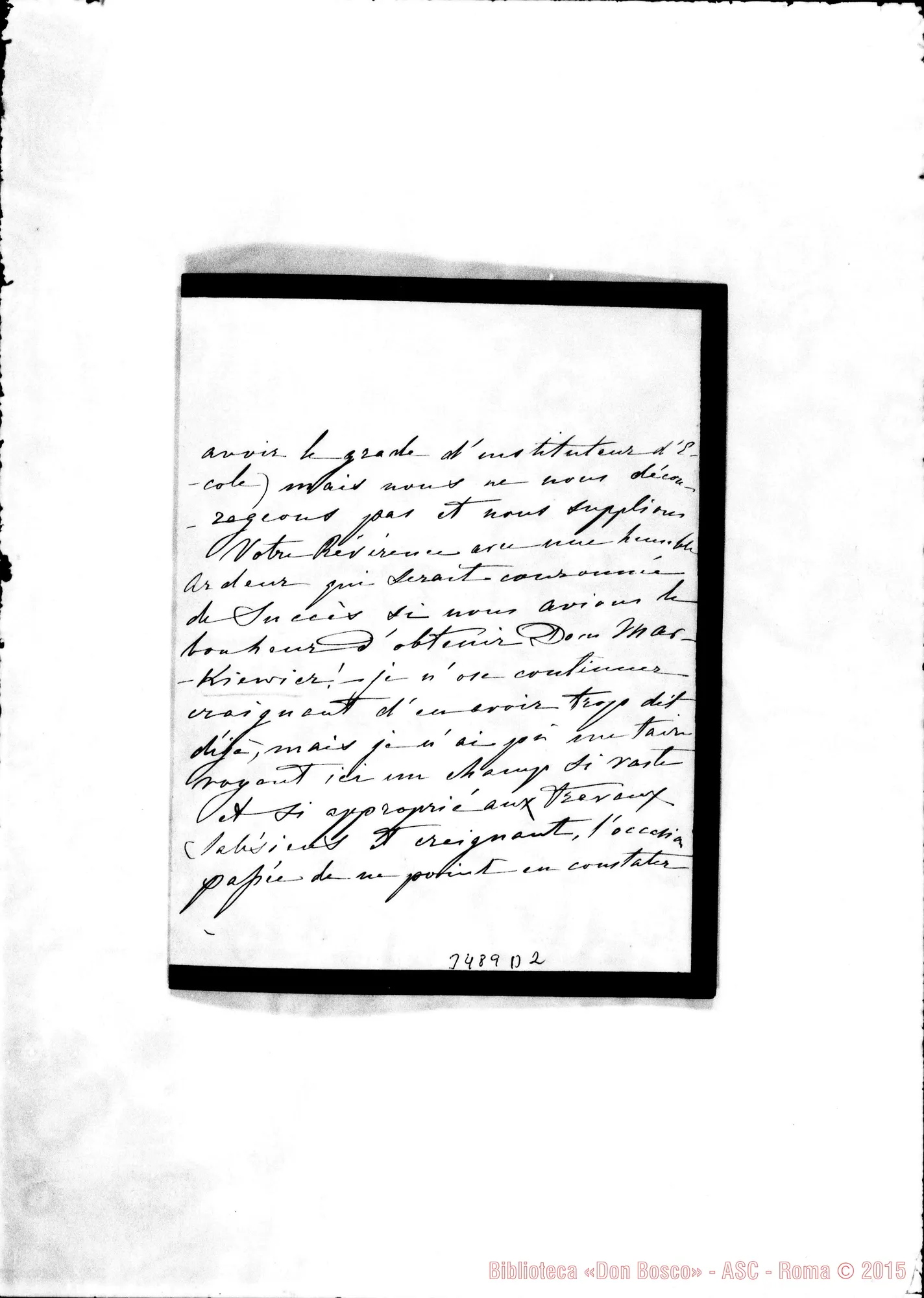 Fotogramma D 2 — Markievicz-Rev.do Padre, il 3-06-1893 Autogr. Rua