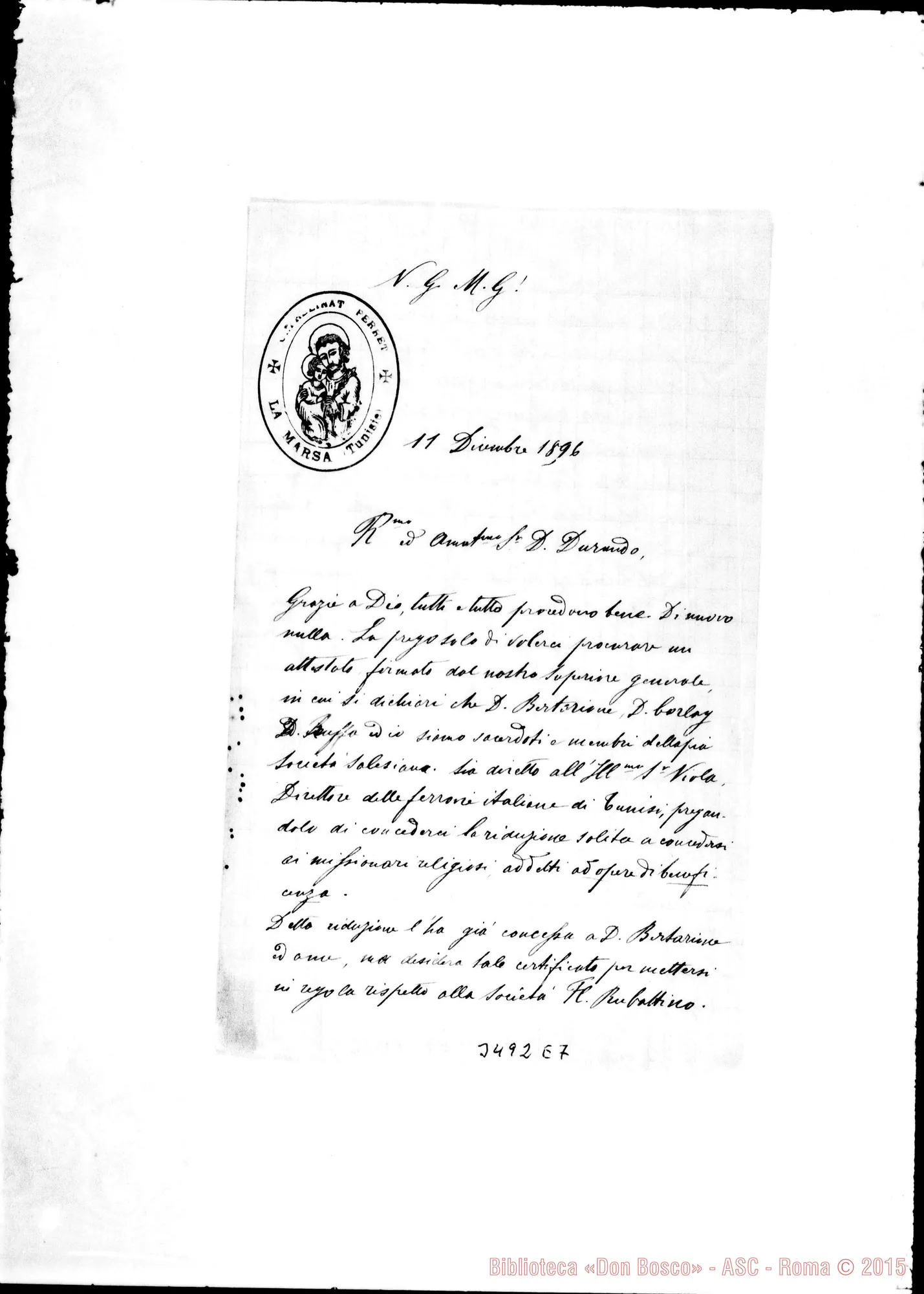 Fotogramma E 7 — Don Antonio Josephidi-Don Durando. La Marsa, 11-12-1896