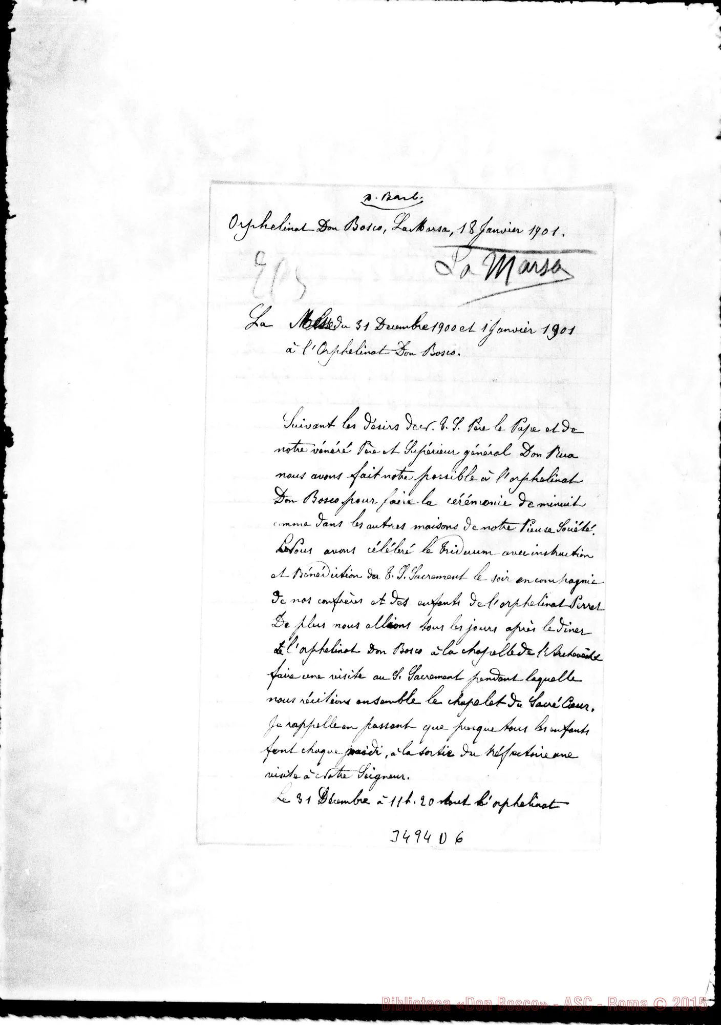 Fotogramma D 6 — Don Guglielmo Corlay: relazione. 18-01-1901 Autogr. Rua