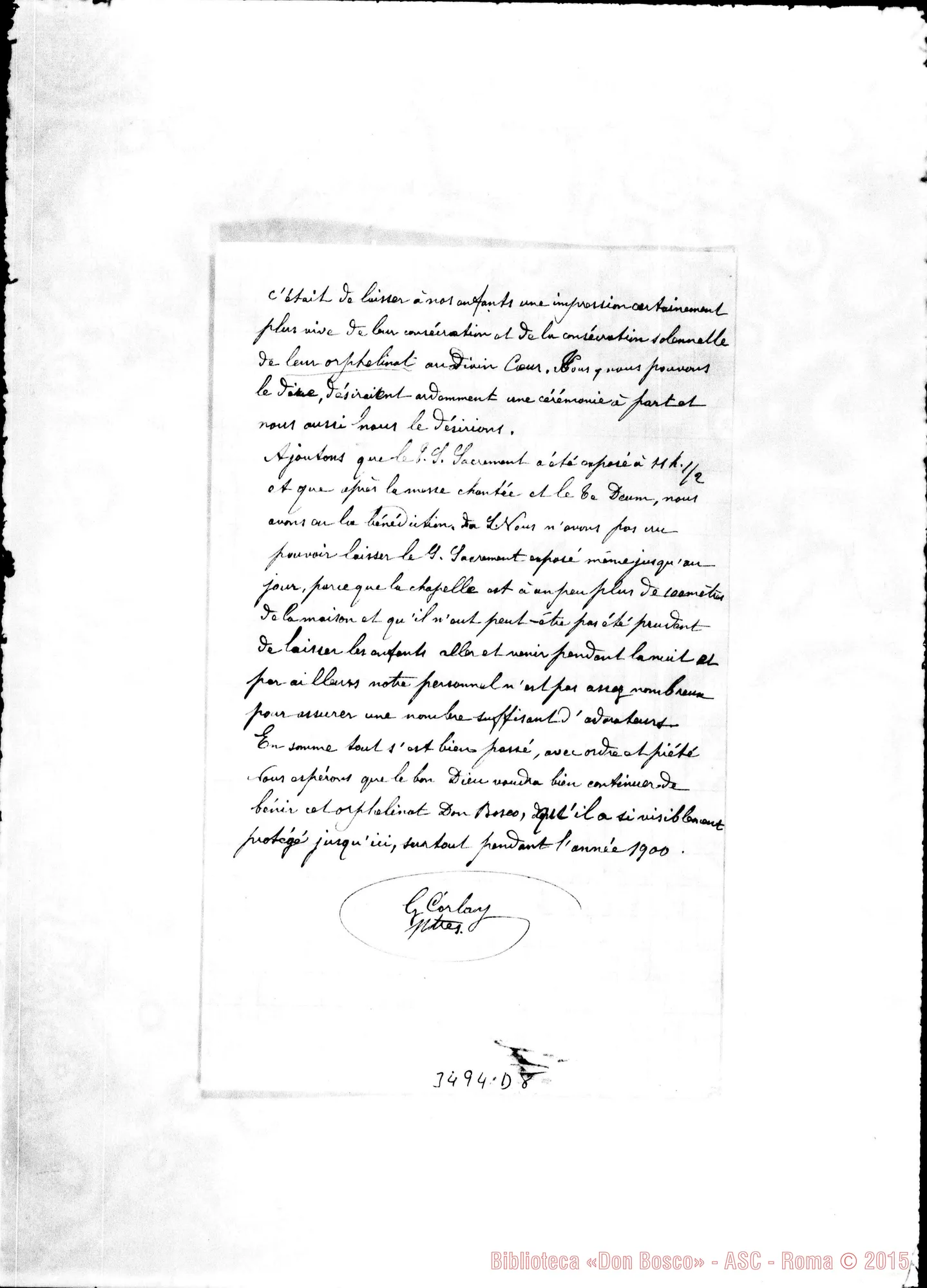 Fotogramma D 8 — Don Guglielmo Corlay: relazione. 18-01-1901 Autogr. Rua