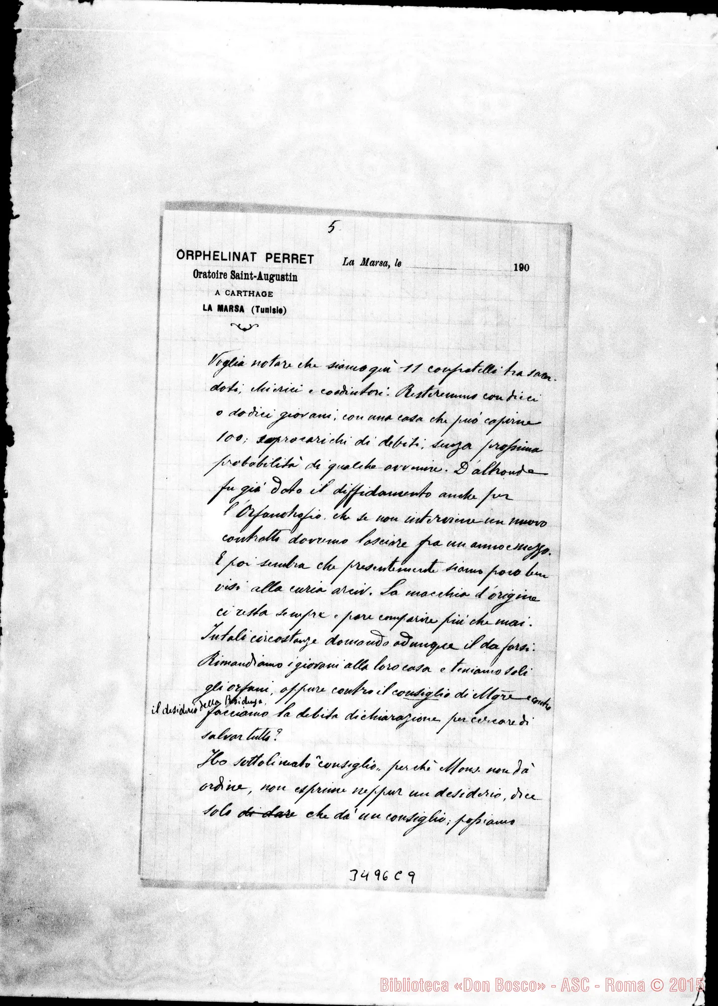 Fotogramma C 9 — Don Josephidi-Amat.mo Padre. La Marsa, 11-11-1902 Autogr. Rua